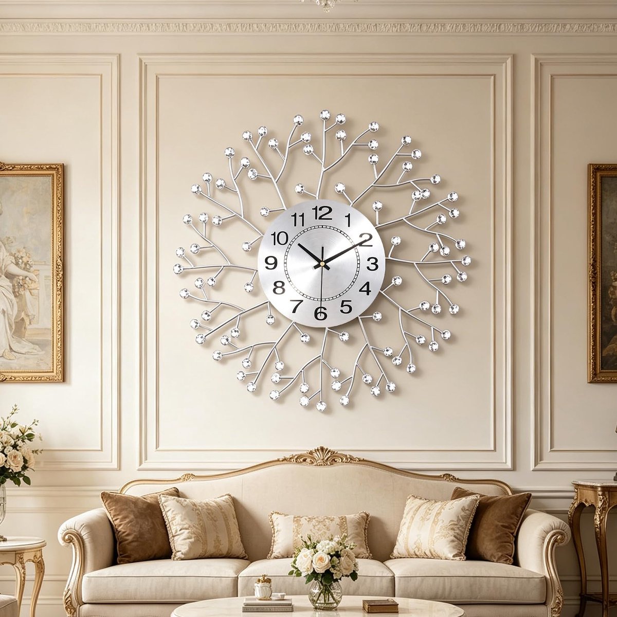 SnelShoppen - Moderne Grote Decoratieve Wandklok met Slinger, Stille Metalen Wandklok voor Woonkamer, Slaapkamer, Kantoor - 50 x 50 cm