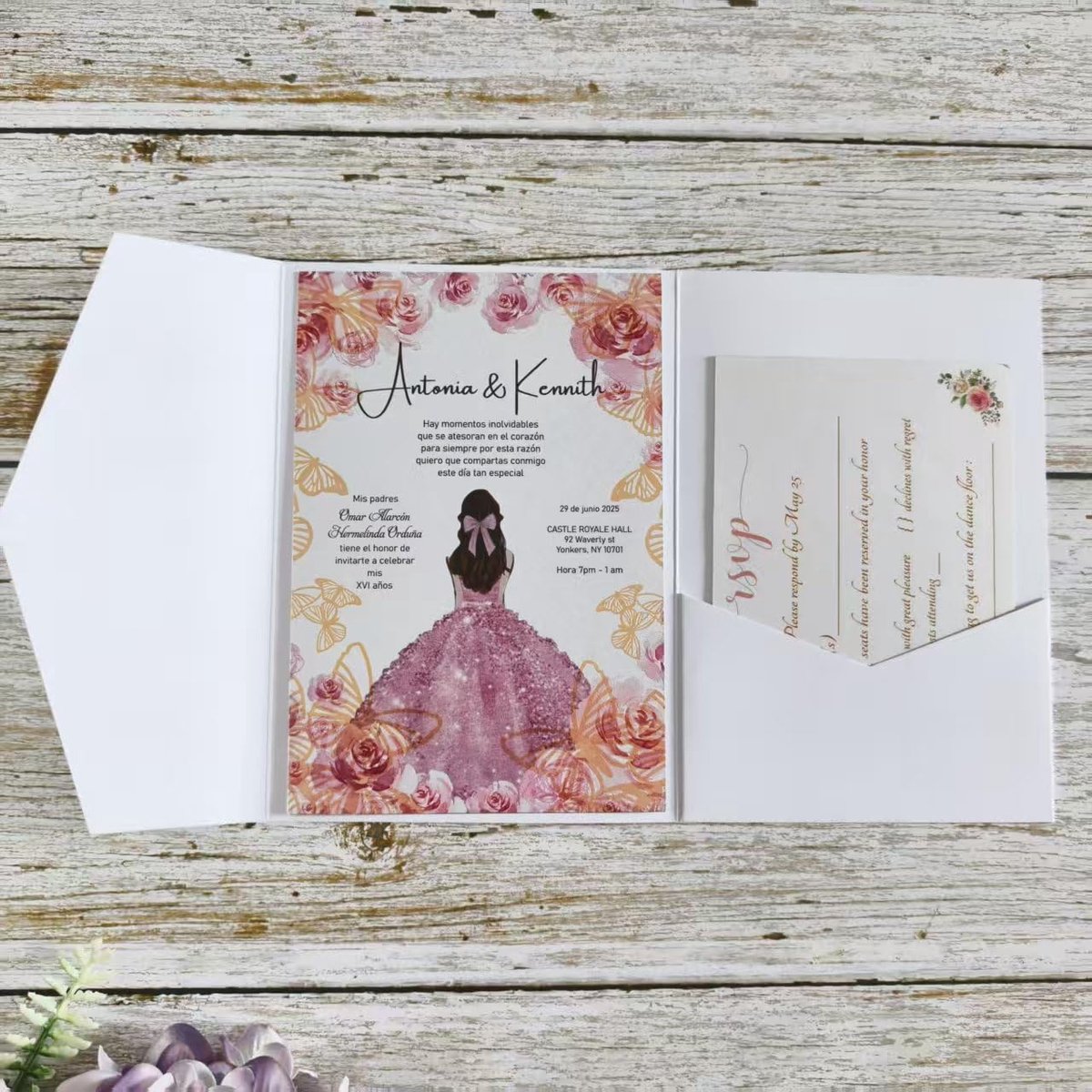 SnelShoppen - 25 Stuks Witte Envelop Uitnodigingskaarten voor Bruiloft, Verloving, Verjaardag en Quinceanera - Perfect voor Feesten, Luxe Ontwerp, Hoo