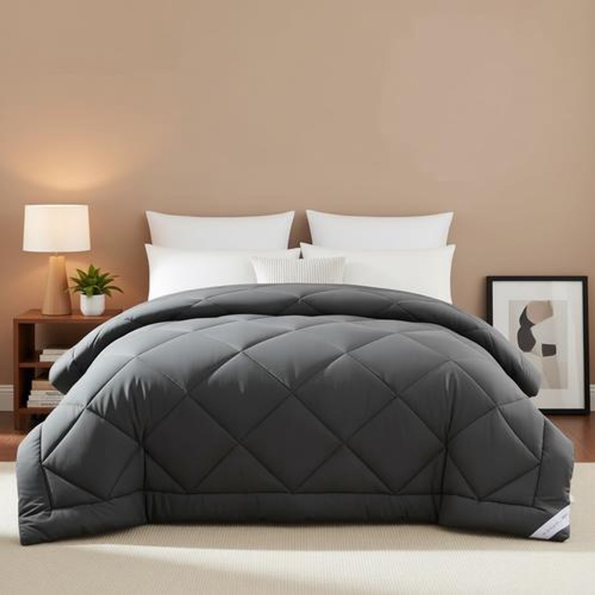 Arvion 4-seizoenen dekbed microvezel 300 g/m² - 240 x 260 cm - Grijs - Ademend en zacht