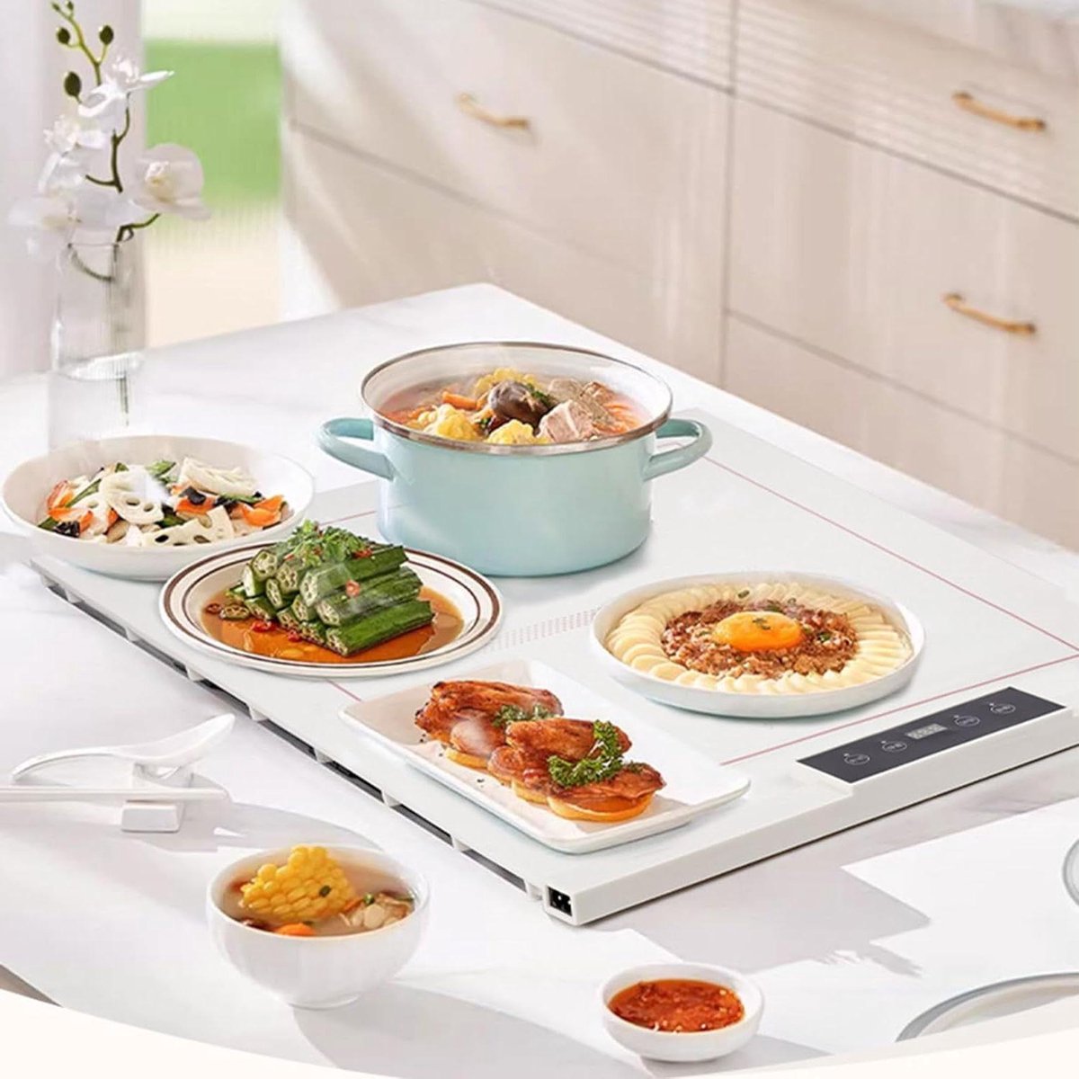 Verwarmingsmat - Elektrische Hitteplaat - Eten Warm Houden - Volledig Oppervlak Verwarming - 53x50cm - Zwart