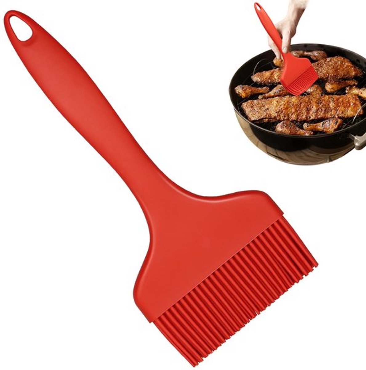 Gebakborstel Extra Groot - Hittebestendig - Siliconen - 5-Laagse Kop - Multifunctioneel - Voor Bakken en Grillen - Voedselborstel