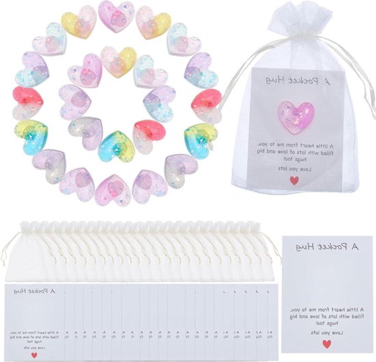 Pocket Hug Token Wenskaarten Mini Hart Decoratie Vrouwen Vriend Collega - Geschikt Cadeau