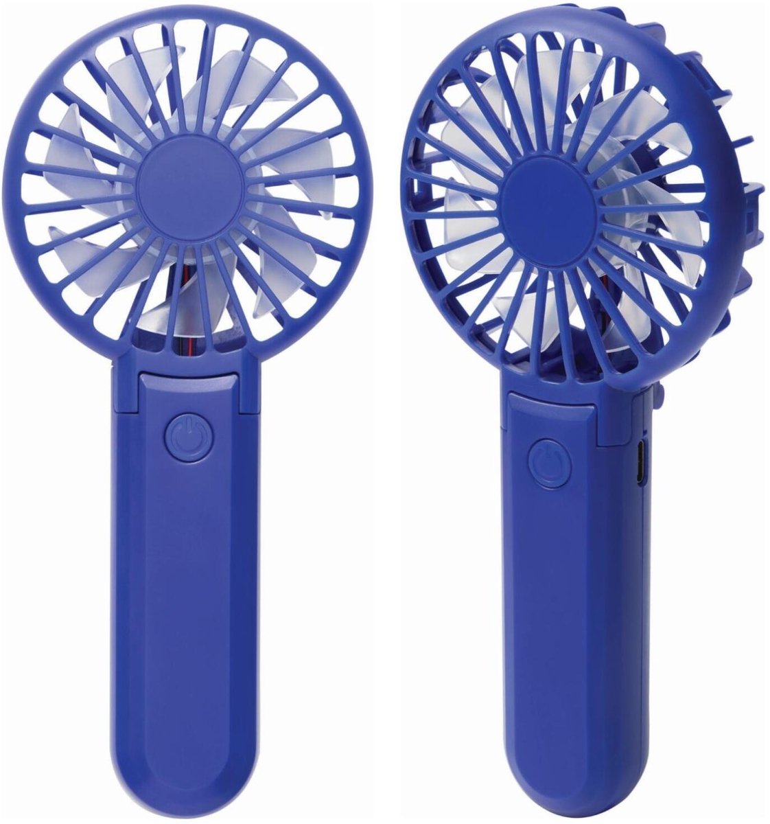 Trendoz Typhoon Mini handventilator - 2x - blauw - 8 x 17 cm - verkoeling in zomer - 3 snelheden - USB en met c-laadkabel