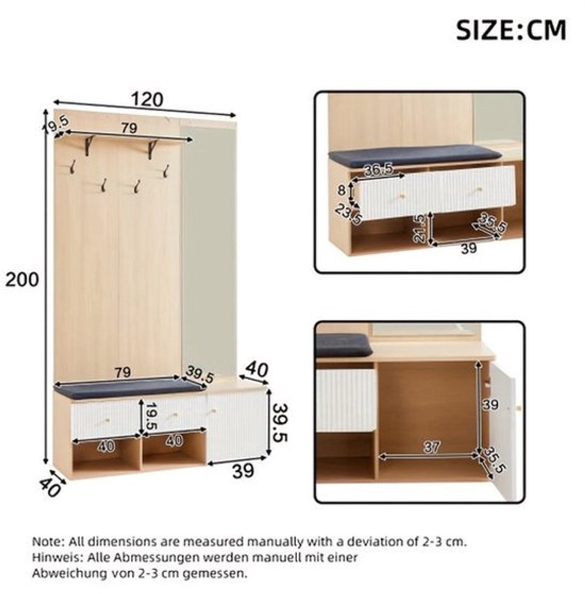 Kledingkast – Garderobekast – Opbergkast – Dressoir – Spiegelkast – Met Spiegel & Schoenen