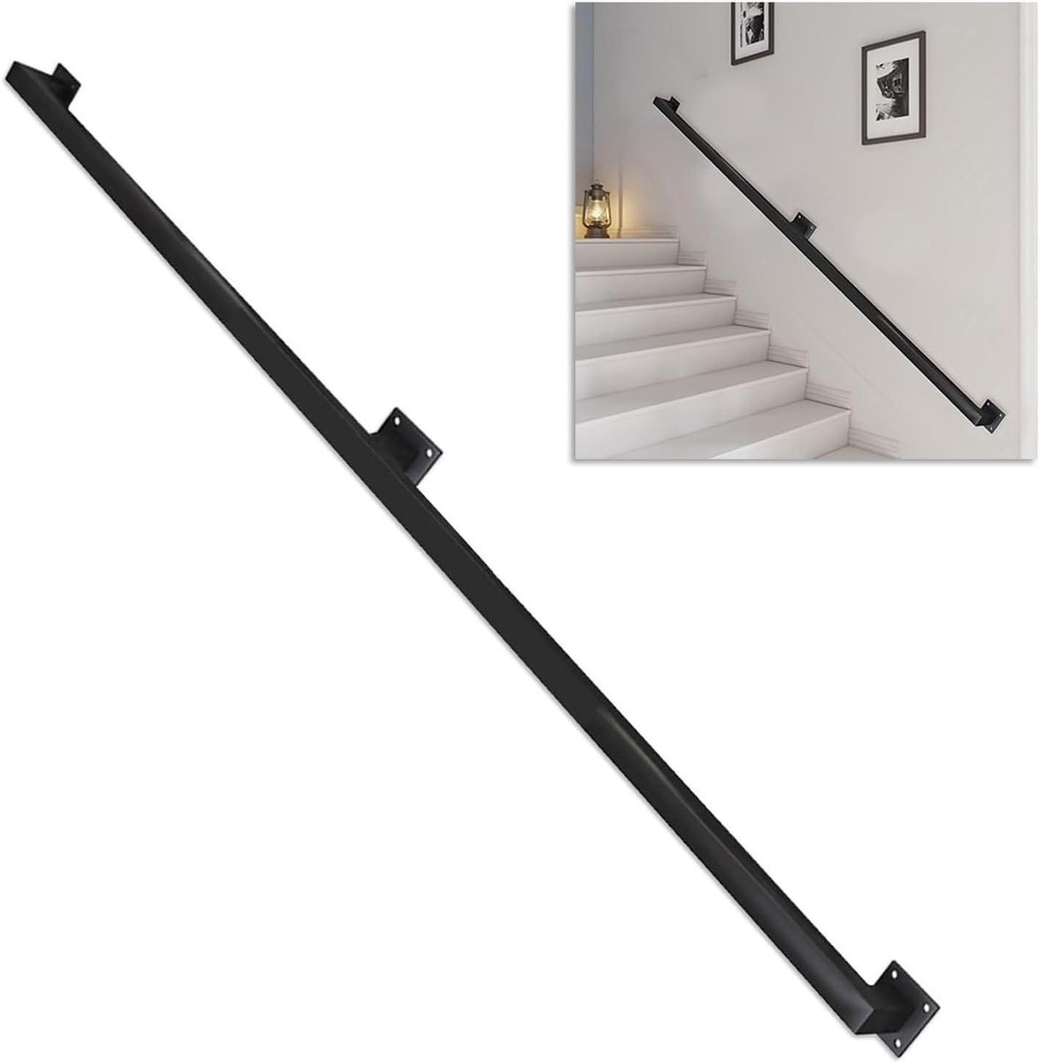 Metalen trapleuning - Steunbeugel - Veilig traplopen - Roestwerende coating - 100 cm - Zwart