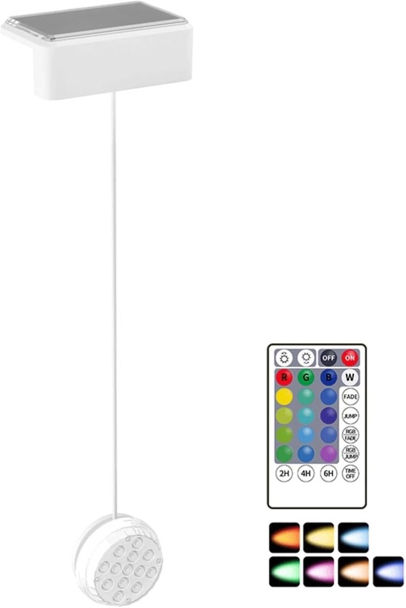 ZVD Solar Onderwater Zwembadverlichting – Waterdichte Zwembadlamp – Met Afstandsbediening – 20 RGB-modi & Timerfunctie – Dimbaar LED-vijverlicht – Decoratieve Zwembadverlichting – Geschikt voor Buiten- & Opblaaszwembaden - Wit