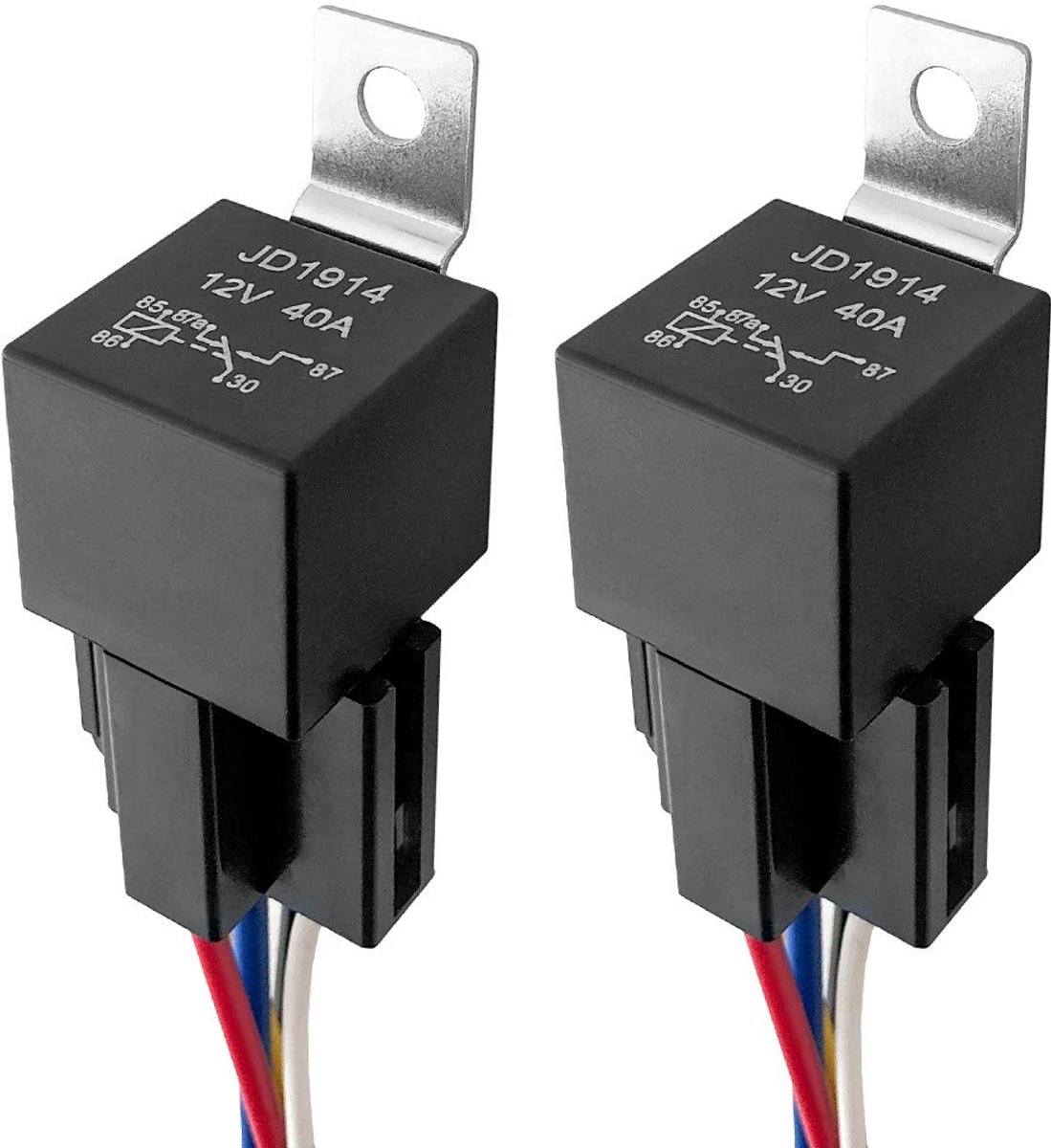 2 stuks 5-pins 12V 40A automatisch relais met contactdoos en kabelboom voor vrachtwagen, auto, motorfiets, boot