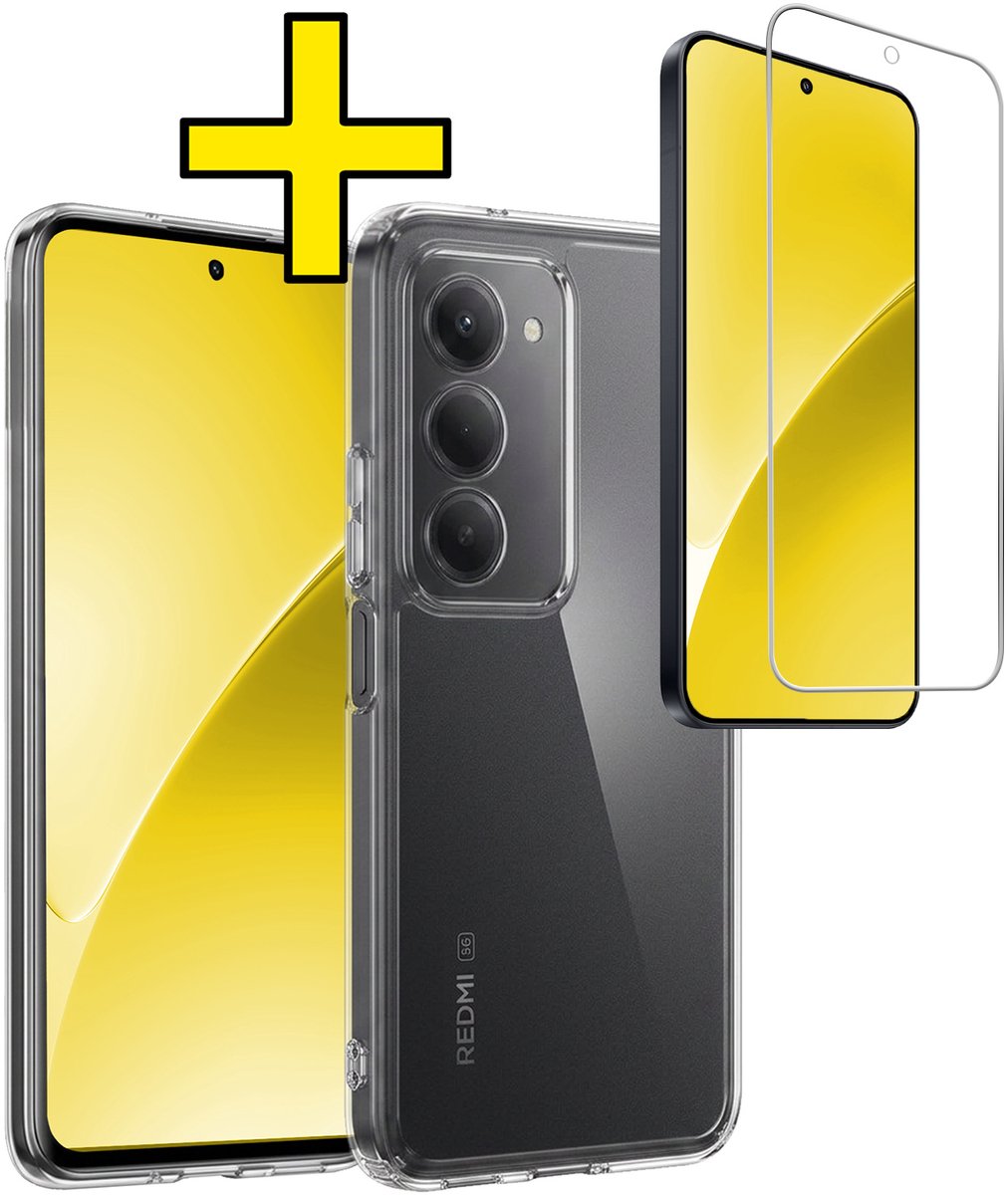 Hoesje - Met Screenprotector - Geschikt voor Xiaomi 15 - Sterk & Shockproof - Back Cover - Siliconen Case - Telefoon Hoes - Telefoonhoesjes - Transparant