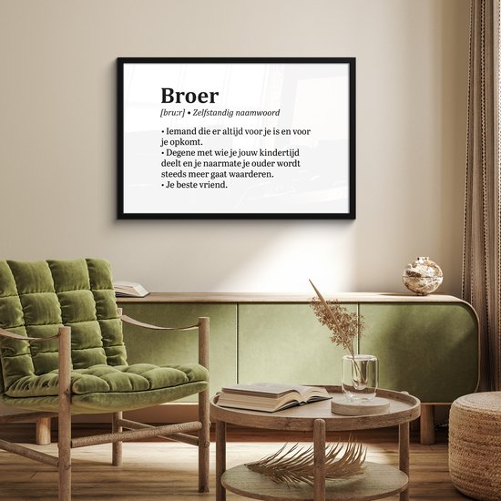 Cadre photo avec affiche - Dictionnaire - Définition de frère - Frère - Citations - Proverbes - 90x60 cm - Cadre pour affiche
