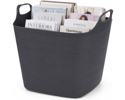 Excellent Houseware Flexibele emmer - zwart - 15 liter - kunststof - vierkant - 37 x 30 cm