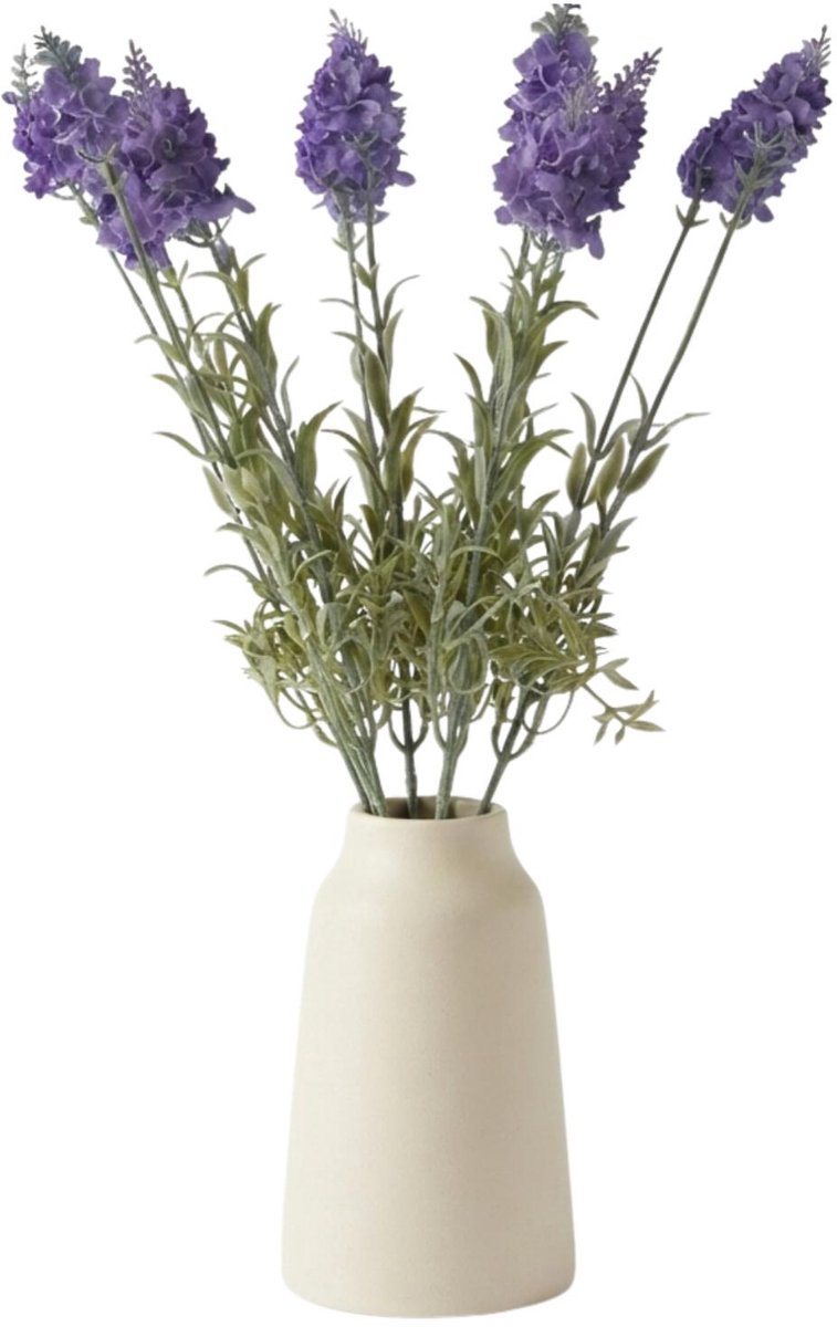Bellatio Design kunstbloemen bosje Lavendel / Lavendula - 3x - 40 cm - blauw/paars - kunst zijdebloemen