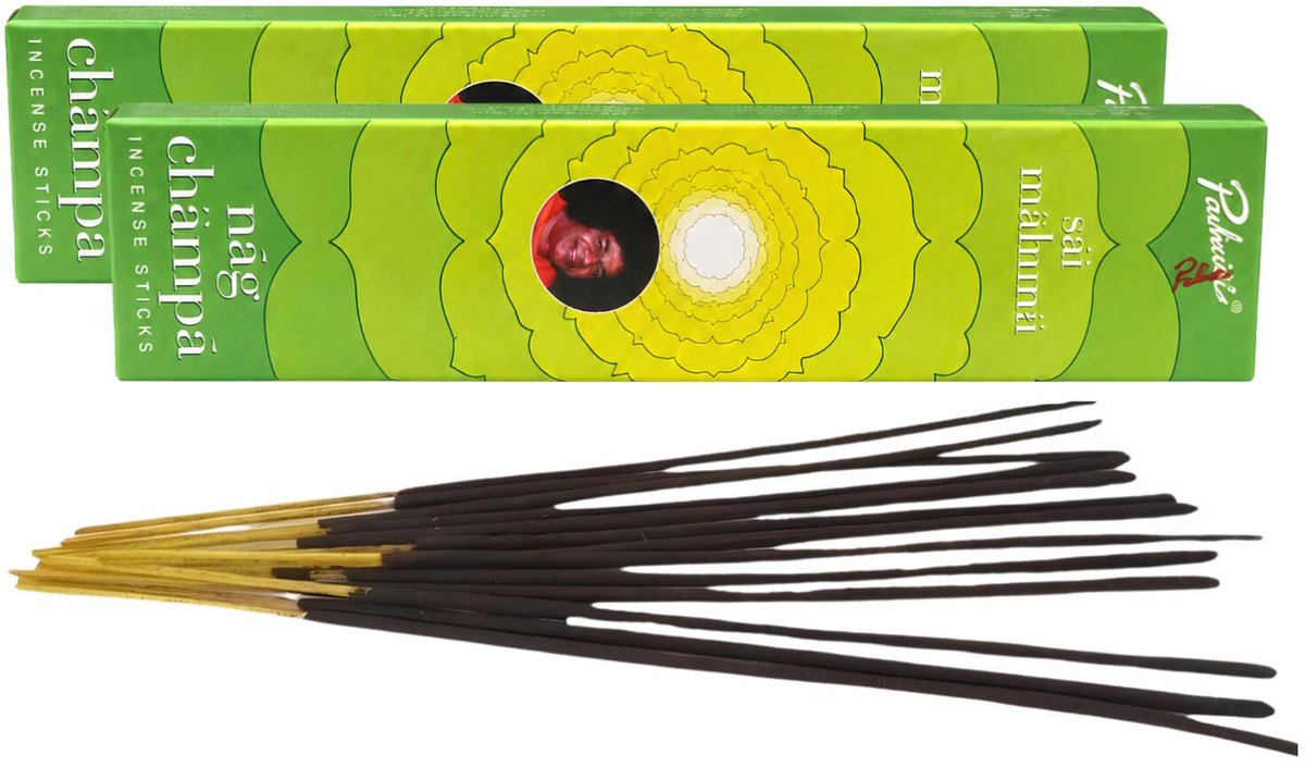 Satya Nag Champa wierook stokjes - 2x pakje van 12 stuks - Sai Mahima Meditatie - 15 gram - geurstokjes - Zoete geur - Rustgevend