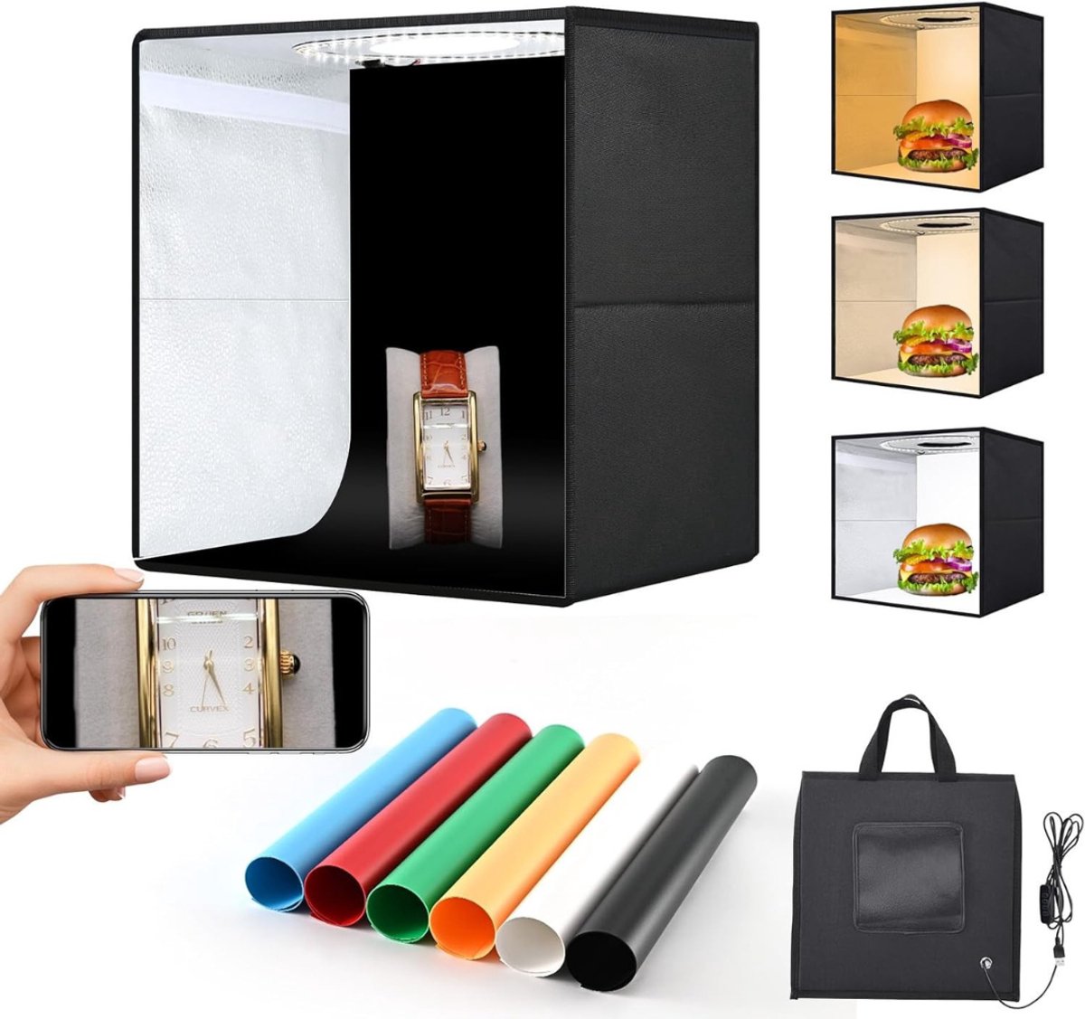 Ploutos® Fotobox - Fotoboek Plakalbum met Hardcover - Luxe Structuur - Zwart - 31cm x 31cm x 31cm