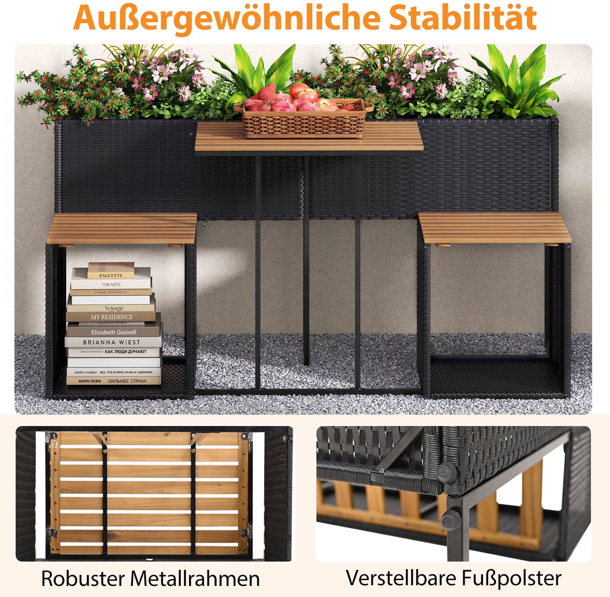 COSTWAY Tuinset met verhoogd plantenbed (Zwart) thumbnail 2
