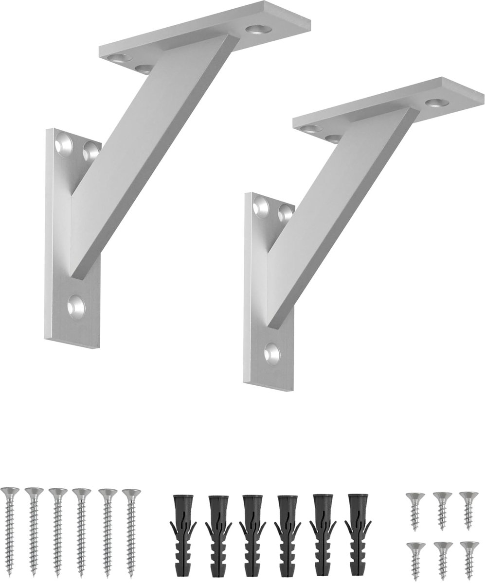 - Decoratieve plankhoek - plankhouder 120 mm - wandrek houder - duurzame wandhouder 2 stuks - plankdrager aluminium - wandhouder rek