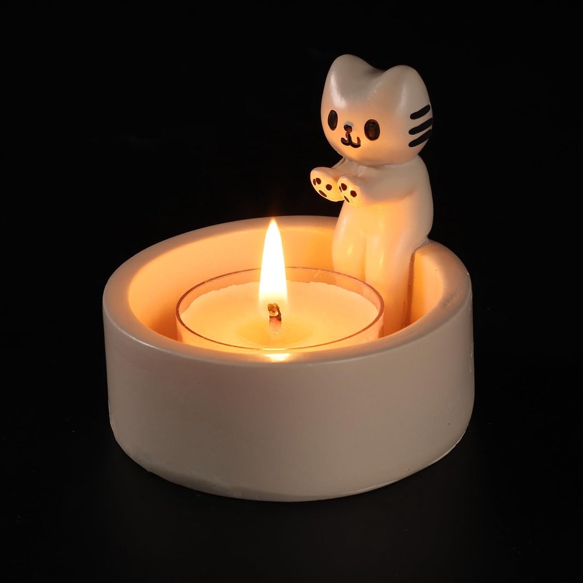 Kitten Kaarshouder & Geparfumeerd Kaars, Kat Verwarmende Poten Kaarshouder Kitty Verwarmt Zijn Poten Schattig Warm Cadeau voor Meisjes Vrouwen Kattenliefhebbers