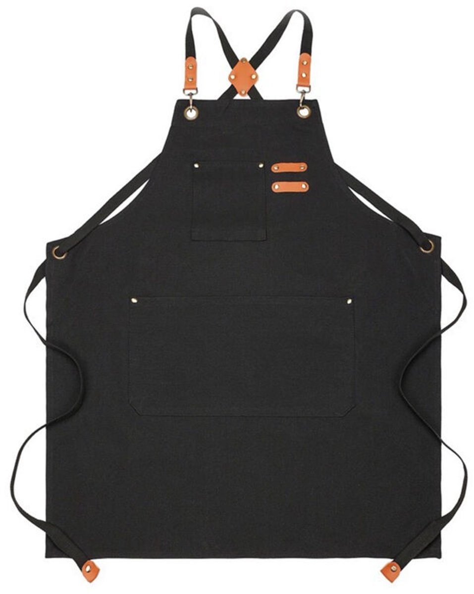 schort-Canvas schort, unisex werkschort, koksschort,geschikt voor verstelbare schouderbanden en 3 zakken, geschikt voor koken en schilderen. Wordt geleverd als alleen het schort.