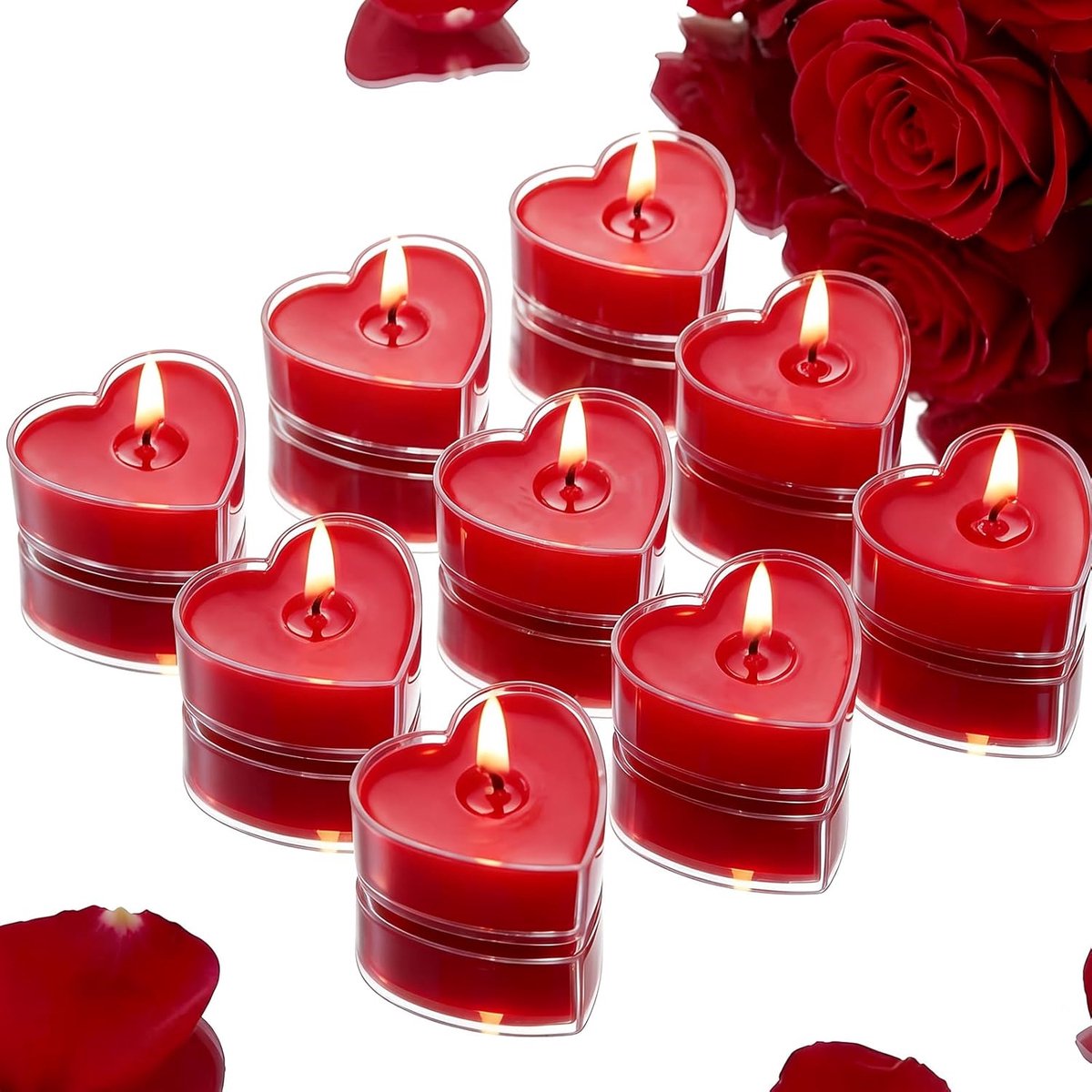 platte kaars, kleine rode kaarsen, decoratieve kaarsen, geurkaarsen, voor Valentijnsdag, verjaardag, feest, voorstel, bruiloft, feest, woondecoratie (rood)