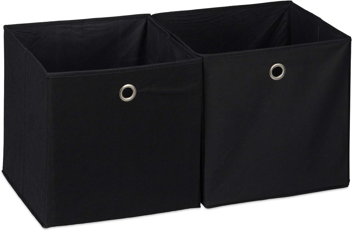 Opbergdoos, vierkant, opbergdoos voor plank, stoffen doos in kubusvorm, HxBxD 30 x 30 x 30 cm, zwart