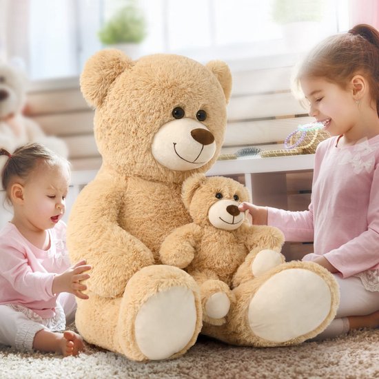 grote teddybeer 100 cm met kleine beer, zachte teddybeer groot XXL, enorme teddybeer XXL knuffeldier voor vriendin, meisjes, kinderen — afbeelding 4