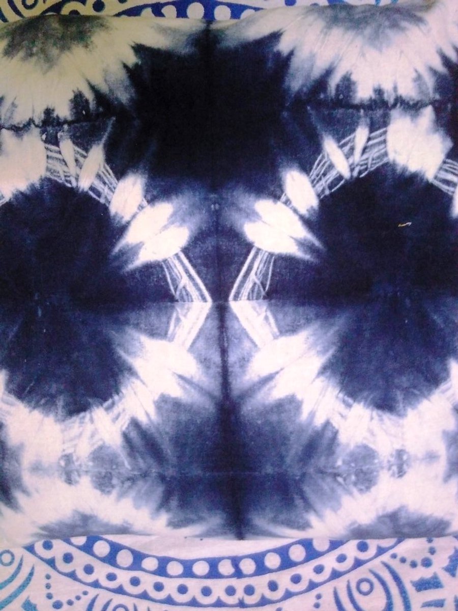 Blauwe kussenhoezen, Tie Dye Shibori kussenhoezen, Decoratieve katoenen worp, Shibori Sofa kussenslopen, Bohemian Pillow Shams Outdoor Kussenhoes 16x16 (1)