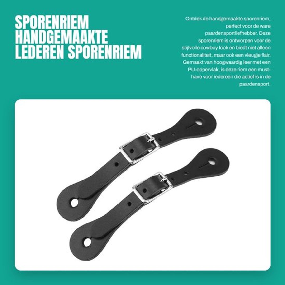 Dailygoods- Sporenriem Handgemaakt Cowboy Outfit Echt Leer/Pu Zwart