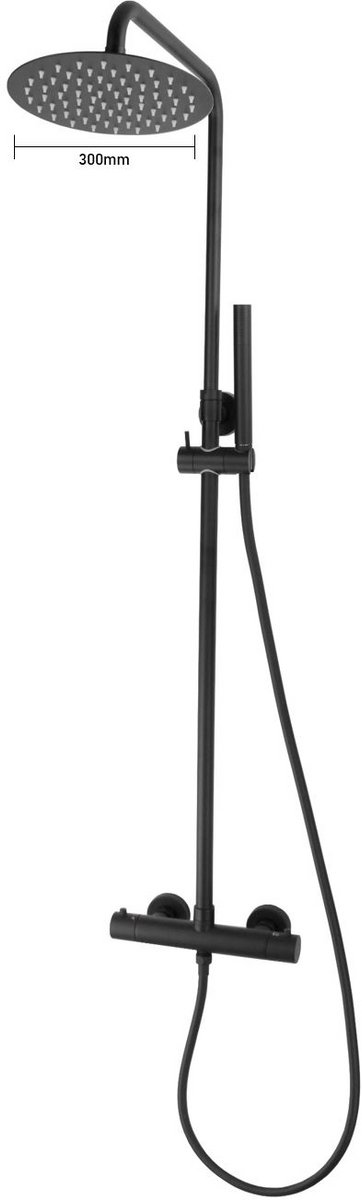 Complete thermostatische regendouche rond Sanitado Flack pary in mat zwart