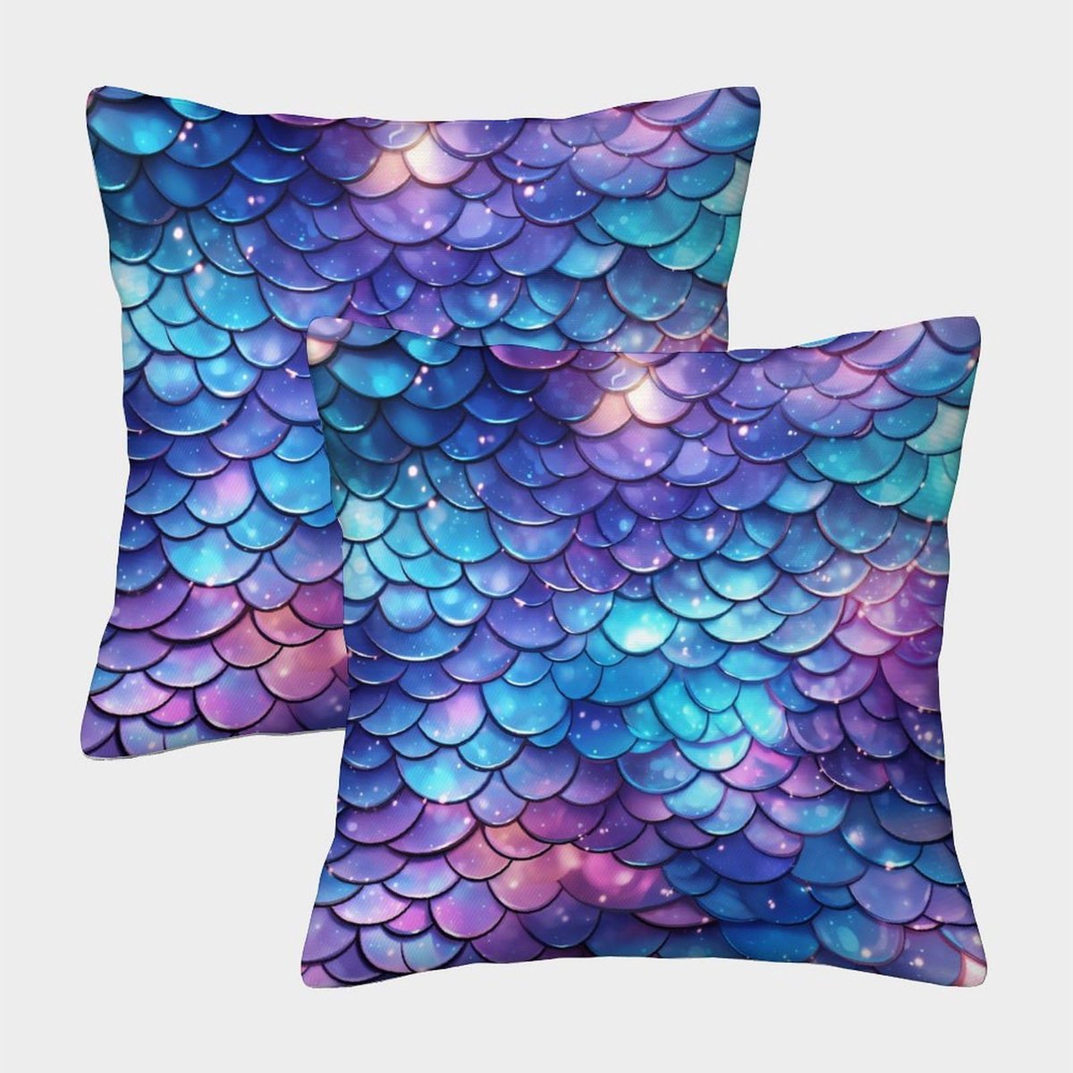3D-geprinte visschubben sierkussensloop hoes gekleurde viskussen hoes kussen decoratief superzacht pak van 2 woondecoratie voor woonkamer bank 45 x 45 cm