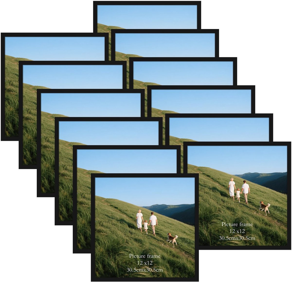 Fotolijsten 12x12 cm Zwart, Set van 12 Elegante Vierkante Lijsten, Geschikt voor Foto's, Certificaten en Posters