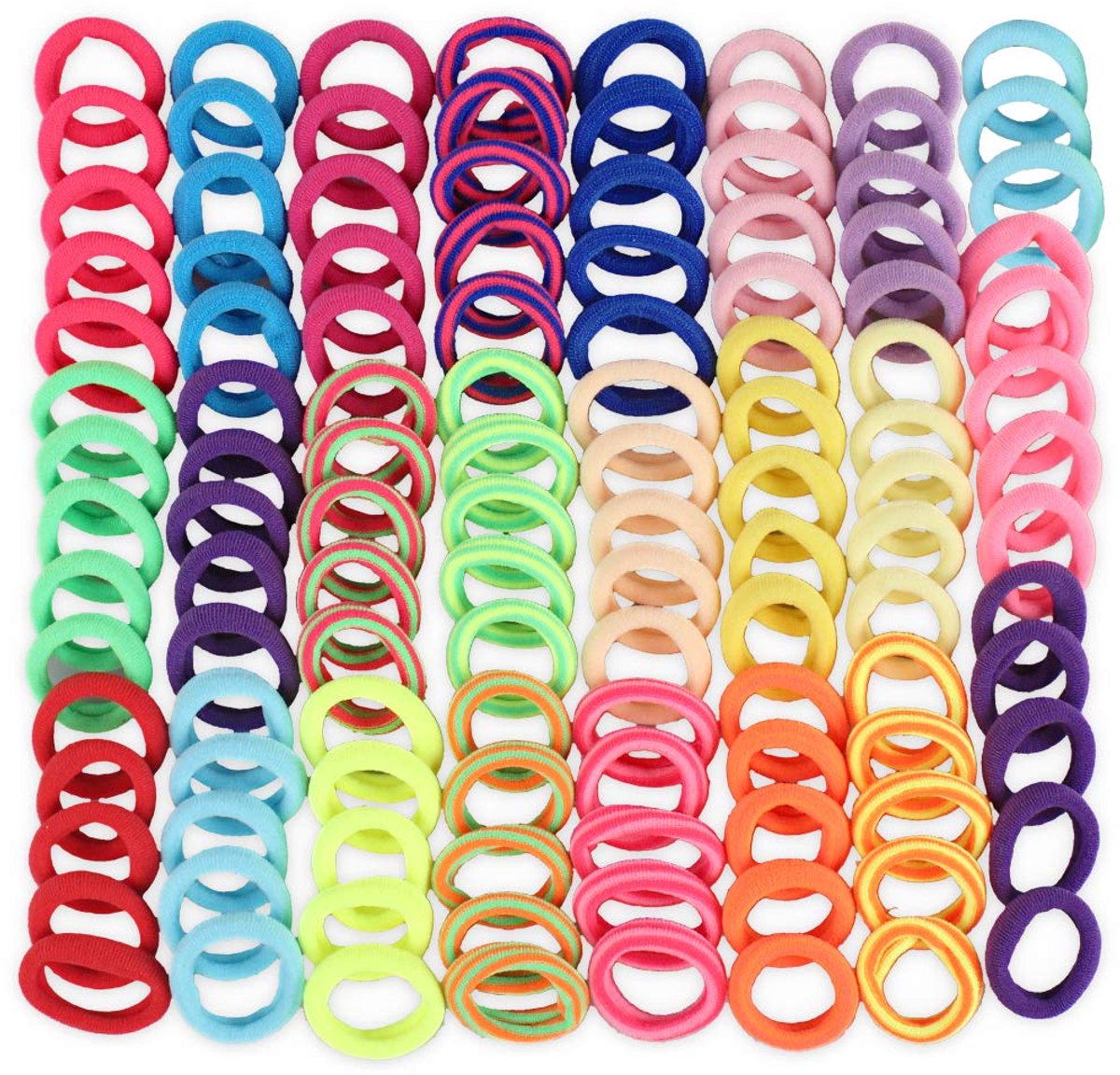 400 STUKS Mini-haarbanden, gekleurde katoenen haarbanden Naadloze haarelastieken Paardenstaart Haaraccessoires Haarspeldjes Banden voor baby's, meisjes en kinderen, 2,5 cm diameter (22 kleuren)
