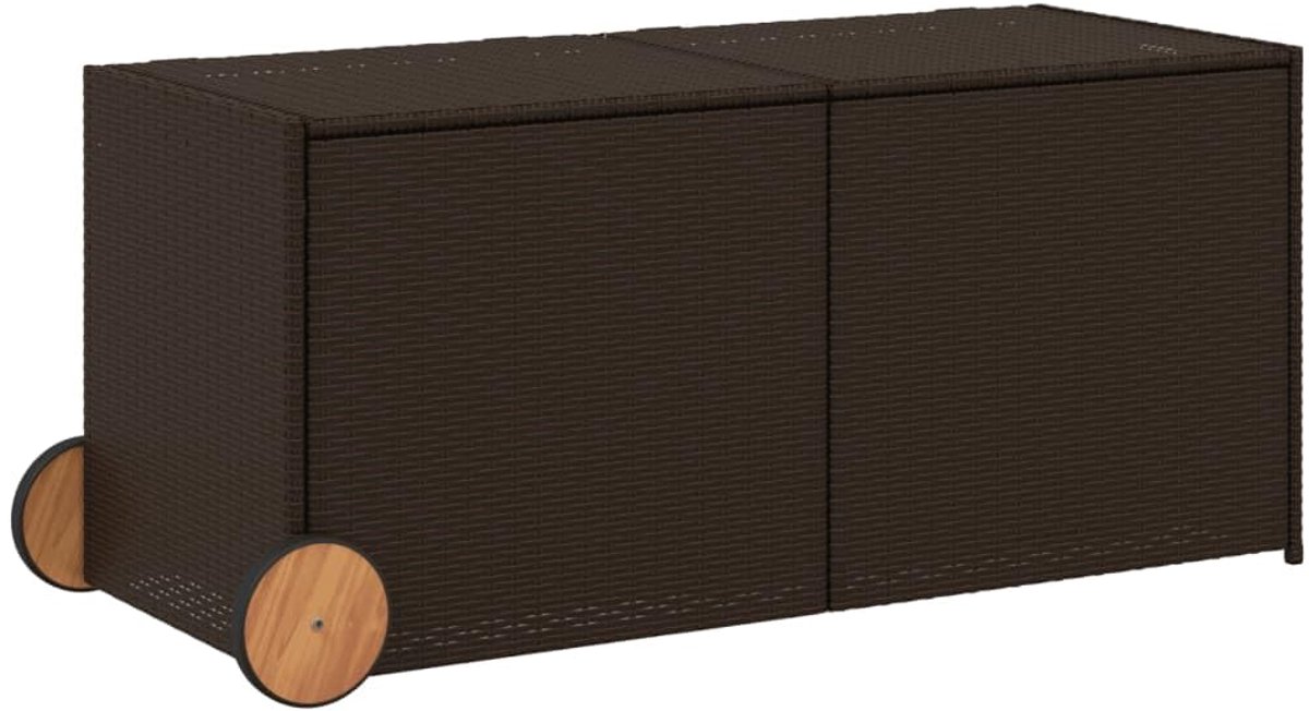 Opbergbox - Bruin Poly Rotan Deck Box met wielen - 283L capaciteit, Watervoering, Gasveer Deksel