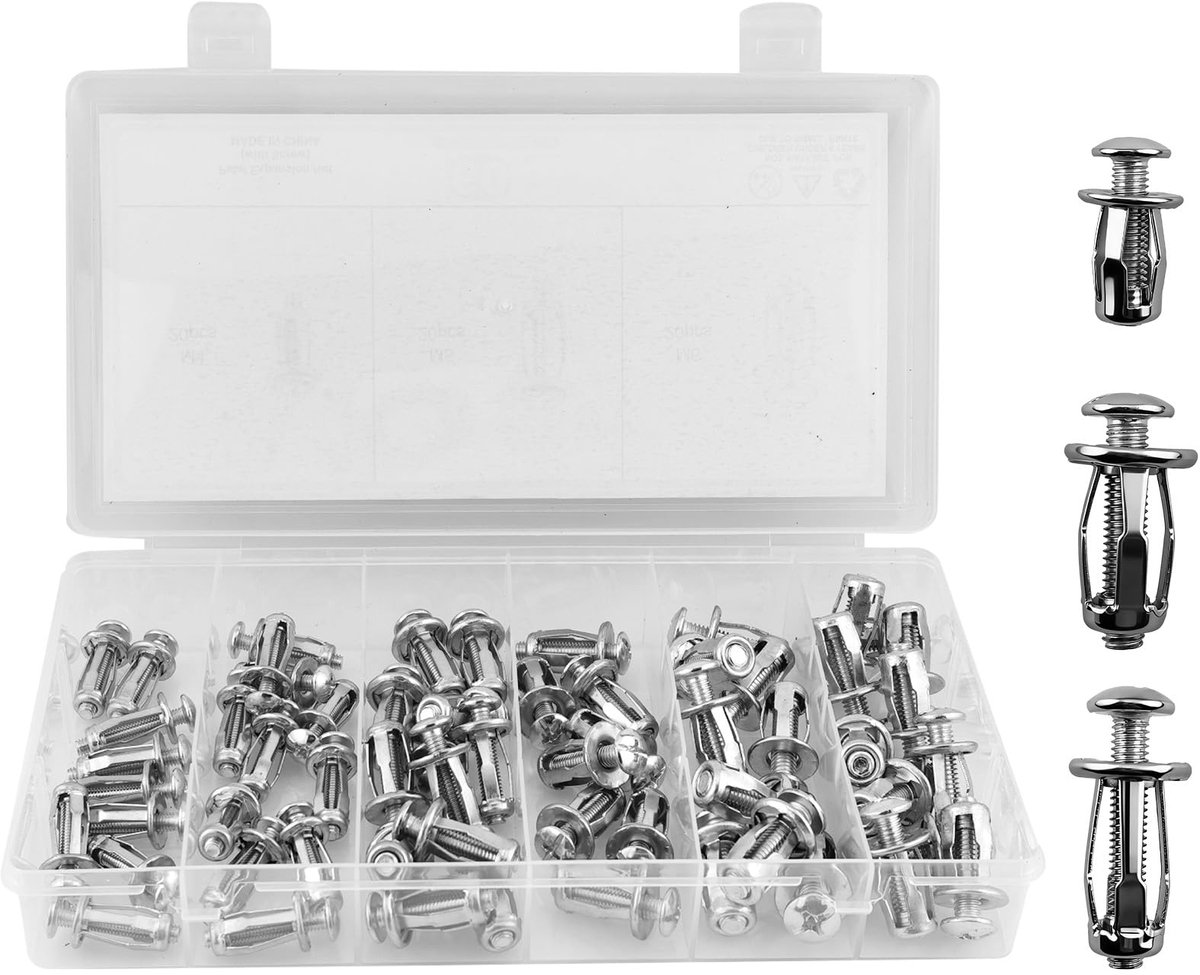 60 Stks Hollow Space Metal Anchor Set – M4/M5/M6 Hollow Wall Anchors, Heavy Duty Spreader Anchors Jack Nuts, perfect voor Dunne Muren, Hollow Deuren & Hollow Space Bevestiging, robuust en betrouwbaar