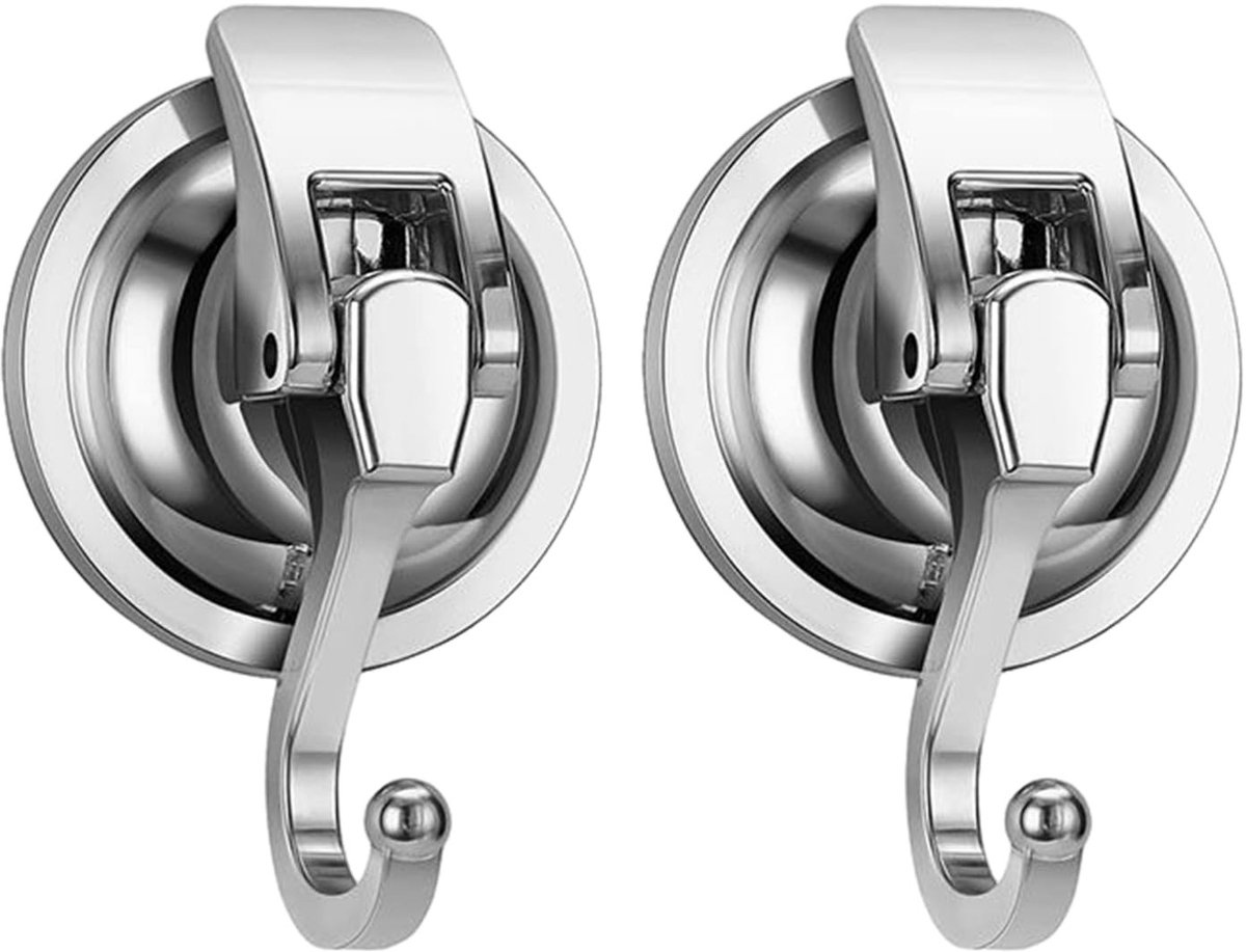Dailygoods- Vacuümkleefhaken 2 stuks - Sterke Zuignaphaken - Afneembare Haken - Geschikt voor Keuken/Badkamer - Hoogwaardig ABS-kunststof - 9 x 6 x 3,5 cm