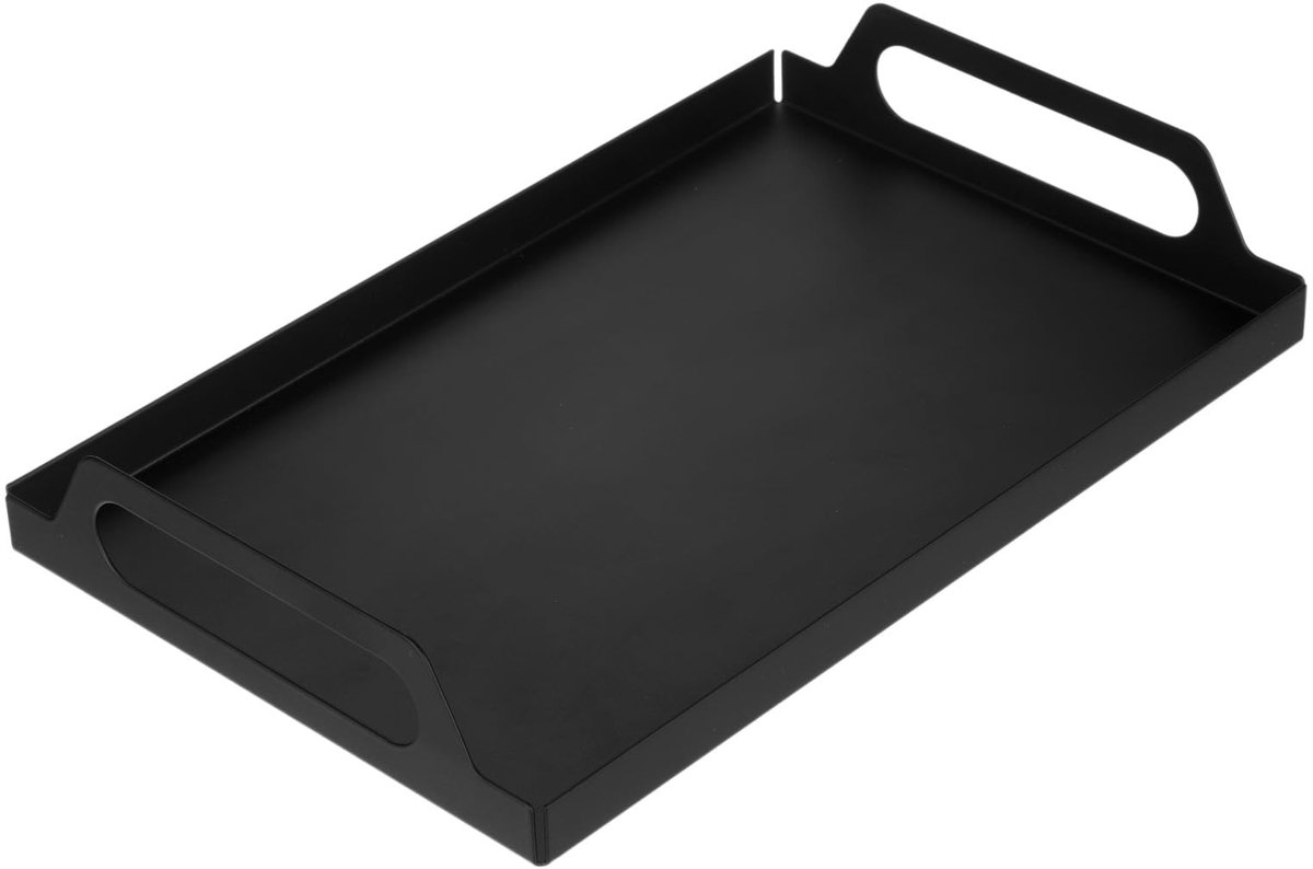 Dienblad met handgrepen 9,4 inch x 16 inch Rechthoekig Salontafel Dienblad Decoratief Dienblad voor Badkamer, Keuken, Woonkamer, Zwart