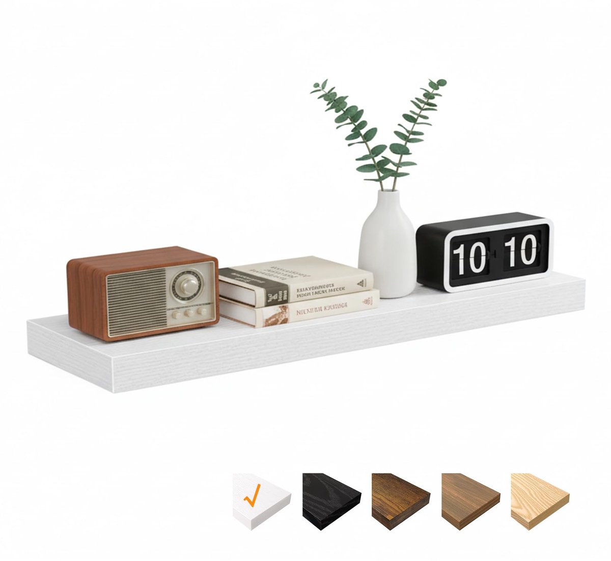 Zwevende planken voor de muur, 80 x 23,5 x 3,8 cm houten planken, muurdecoratie met onzichtbare beugels voor slaapkamer, woonkamer, badkamer, keuken, wasruimte, kantoor