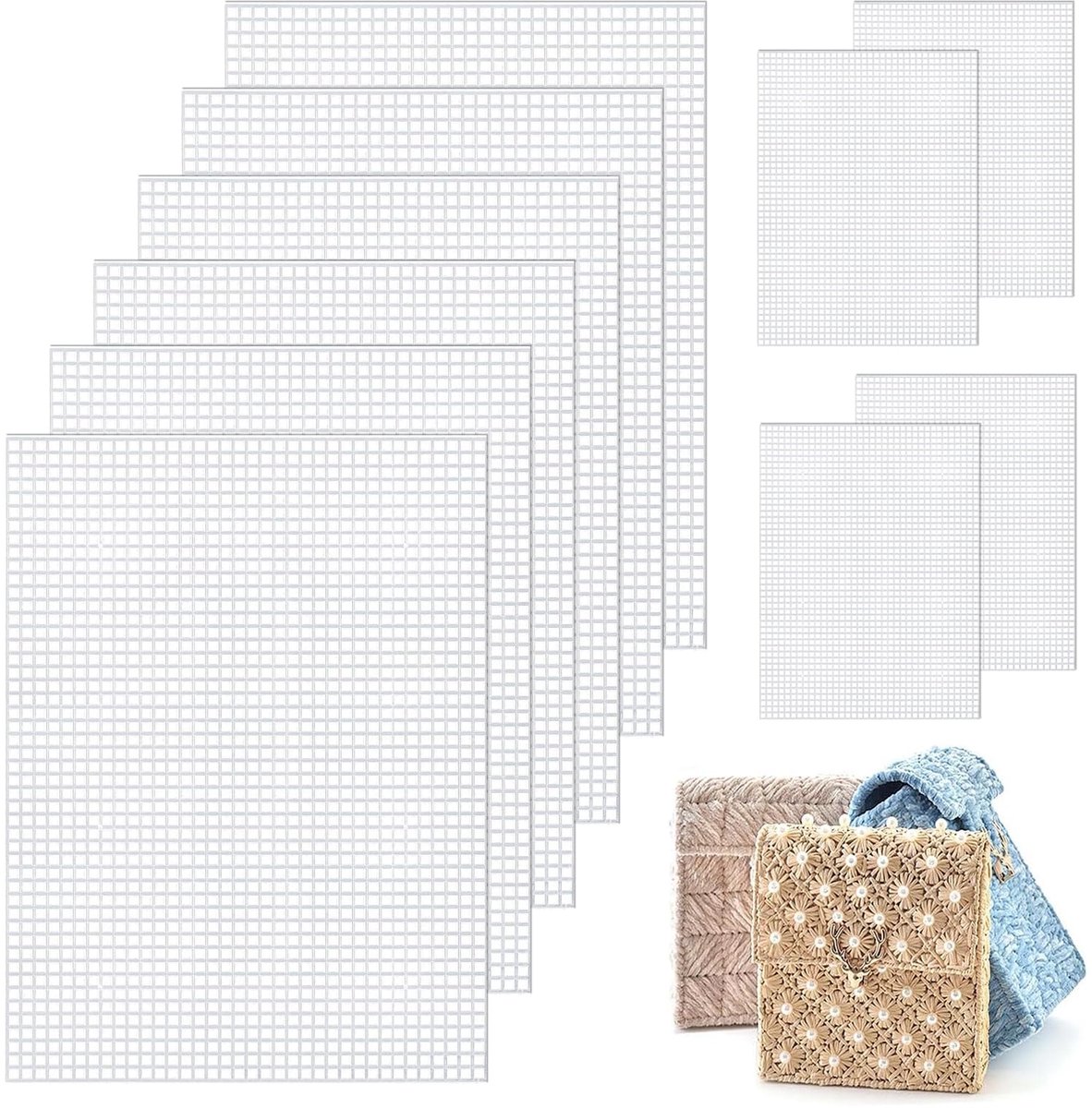 10 stuks kunststof kruissteekrooster, 22 x 30 cm, witte kunststof canvas, 4 mm afdekplaat, geperforeerde plaat, milieuvriendelijke kunststof, voor borduurwerk, breien, doe-het-zelf accessoires
