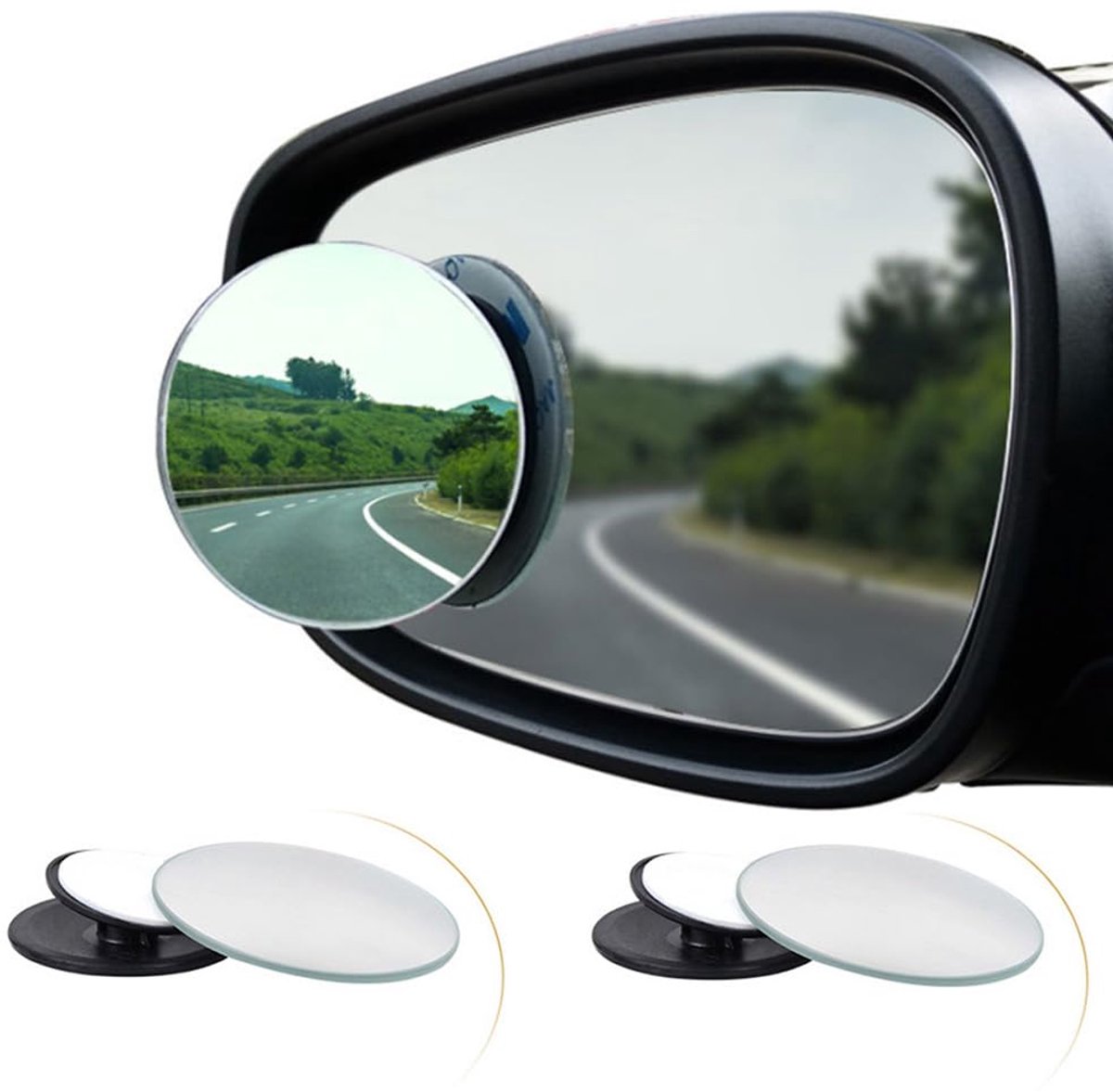 Spiegel (2 stuks) Auto Dode Hoek Spiegel Ovaal HD Glas Convex Lens, Randloos Achteruitkijkspiegels 360° Verstelbare Dodehoek Spiegel voor alle Auto, Vrachtwagen, SUV, Caravan, Self-Stick