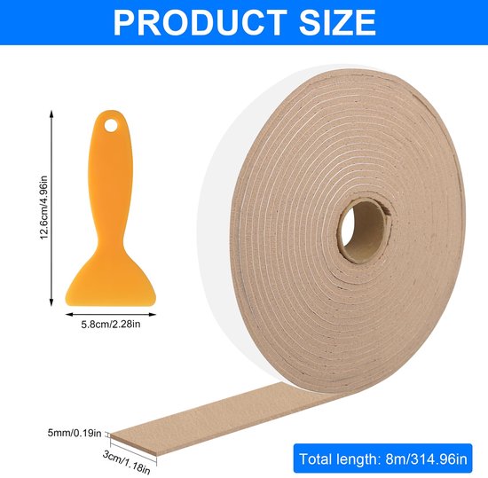 anti-condensatiestrip voor ramen, anti-condensatie, viltstrips, condensatiedruppel, absorberende tape, weerbestendige isolatietape voor ramen, 3 cm x 8 m — afbeelding 4