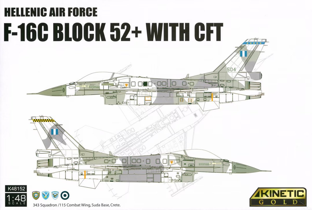 Kinetic Modelbouwpakket Militaire voertuigen - 48152 Hellenic Air Force F-16C Block 52+ met CFT - Griekse Straaljager Plastic - 1:48 - Modelbouw