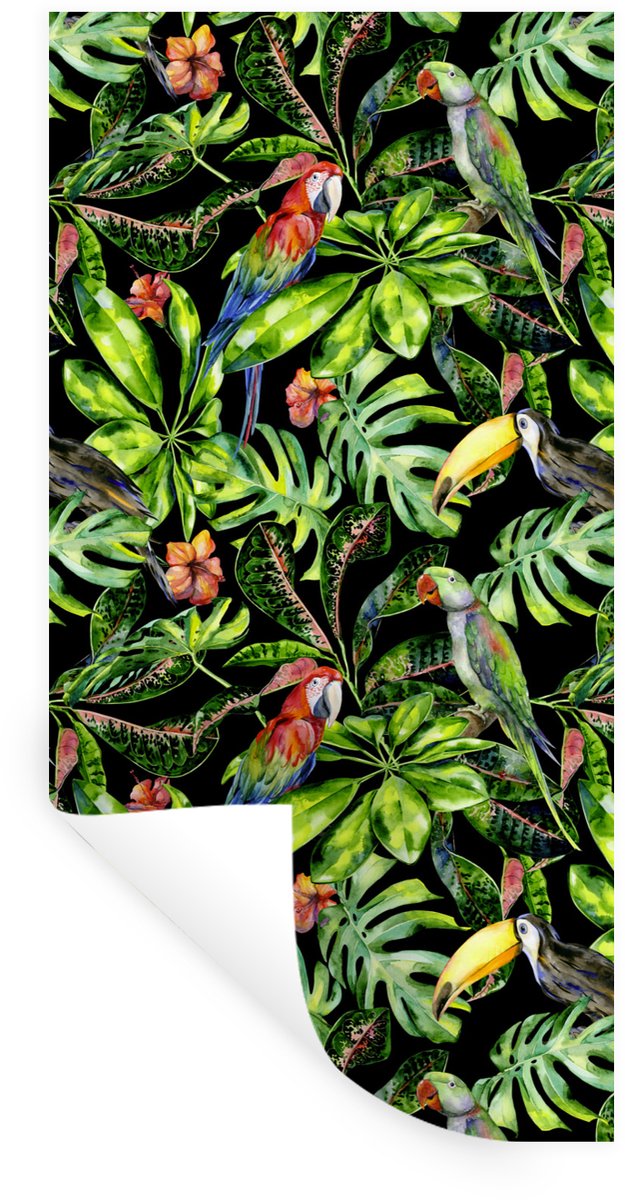 Muurstickers - Sticker Folie - Vogels - Tropisch - Patronen - 20x40 cm - Plakfolie - Muurs