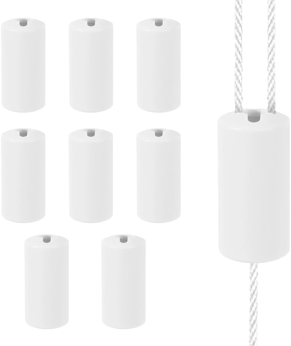 8st Trekkoordknoppen voor Rolgordijnen, Kunststof Duurzame Vervanging Trekkoordknoppen Praktische Accessoires Rolgordijnen Geschikt voor Kantoor Thuis School en Restaurant (Wit)