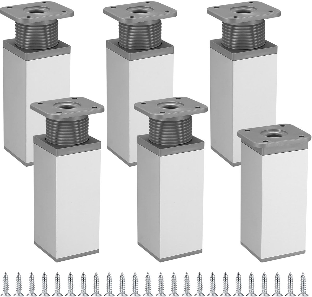 6 stuks verstelbare meubelpoten, kastpoten, in hoogte verstelbaar, hoekig, kastpoten, tafelpoten, meubelpoten, tafelpoten voor meubels, aluminiumlegering, 40 x 100 mm