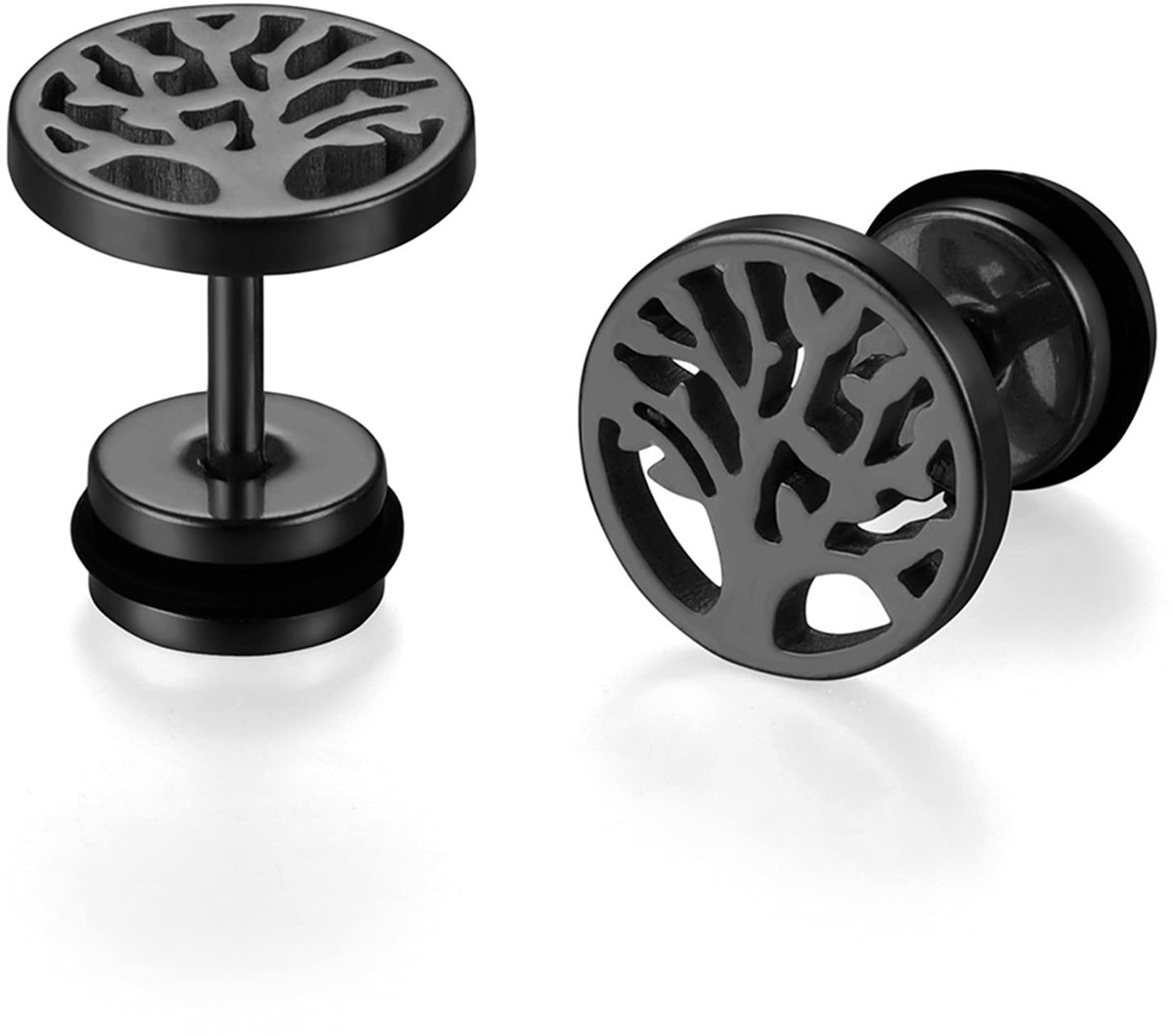 JewelryWe Mannen Womens Stud Oorbellen 9MM Roestvrij Staal Boom van het Leven Oorstekers