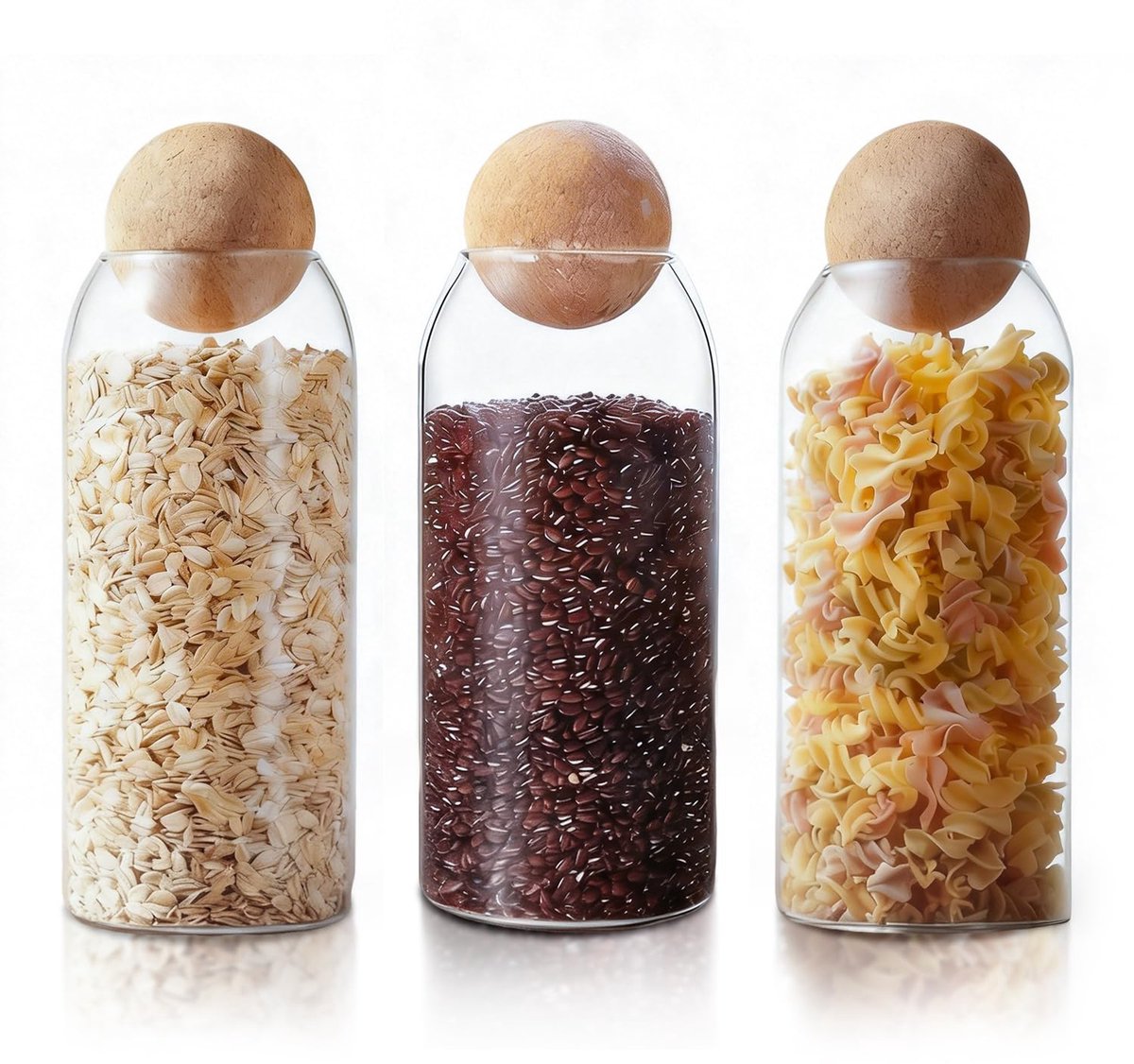 3 stuks voorraadpotten met deksel, 1200 ml glazen container met kurkbol, decoratieve voorraadpot met deksel, luchtdicht, voorraaddozen voor snoepbar, keuken, koekjes, snoep, koffiebonen