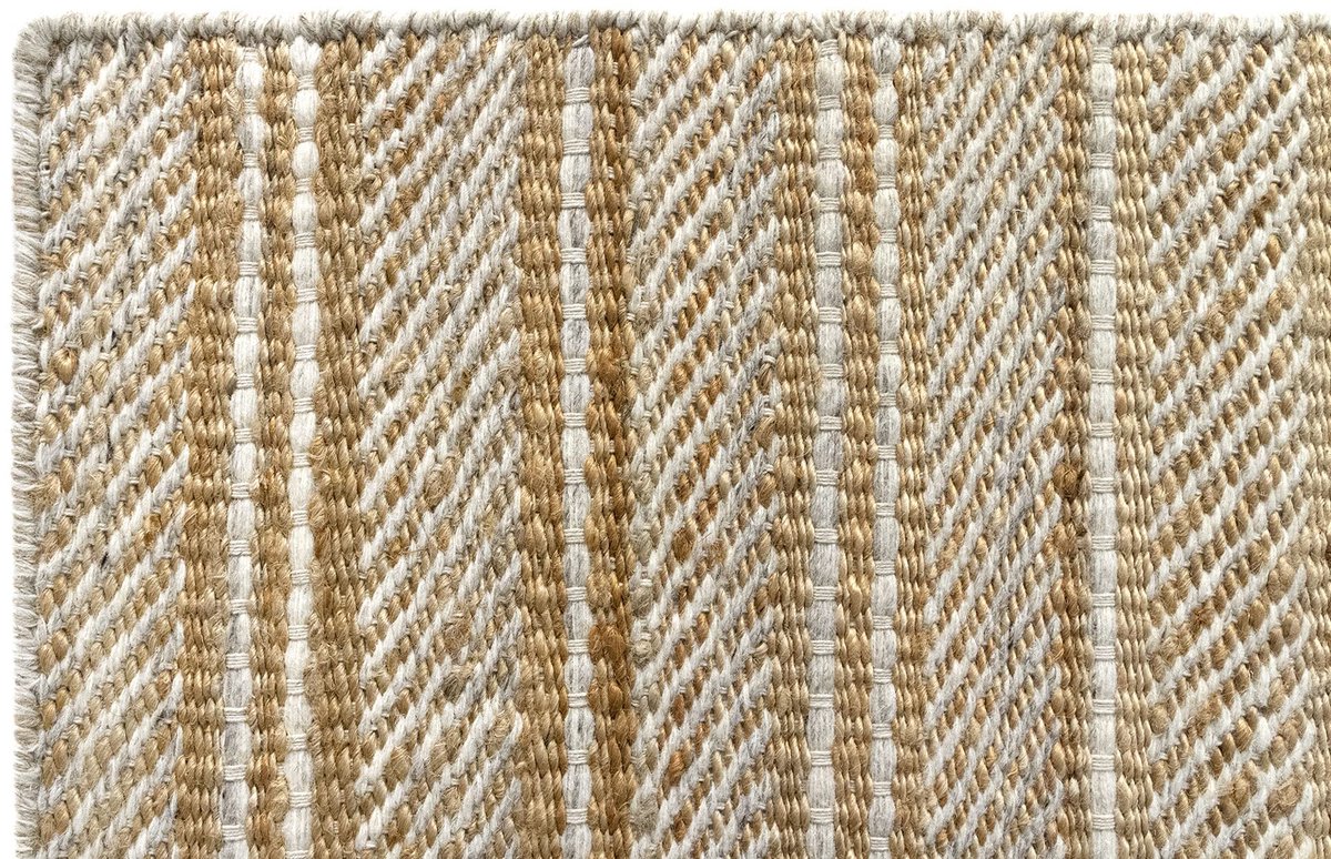 - Wollen en jute tapijten Olivia handgeweven wollen jute tapijt voor woonkamer slaapkamer natuurlijk wit (60 x 110 cm)