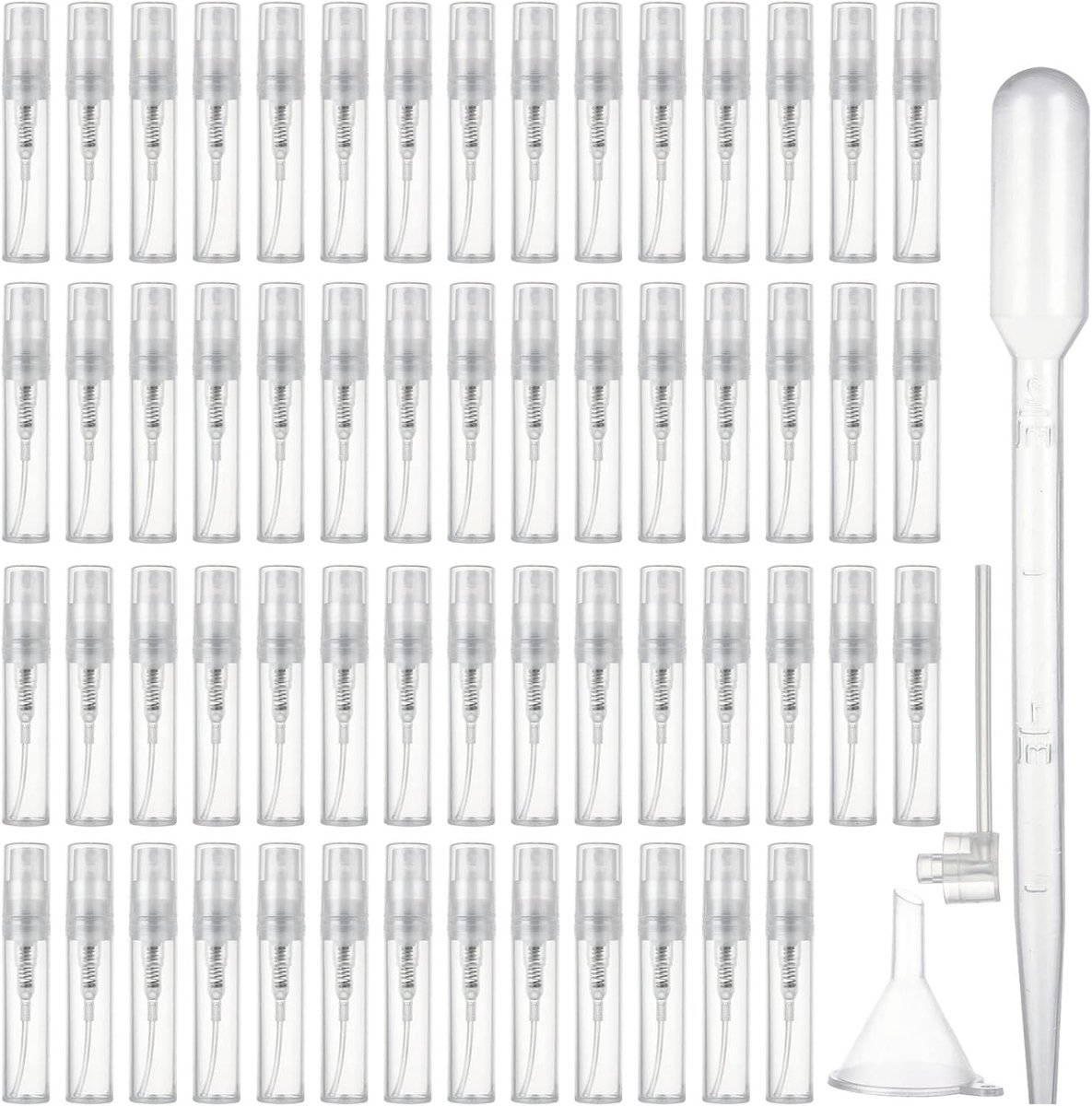 107 Pcs Mini Sprayflessen 3ml voor Parfum, Cosmetica en Lichaamsverzorging - Transparante Lege Atomizers en Geurmonsters
