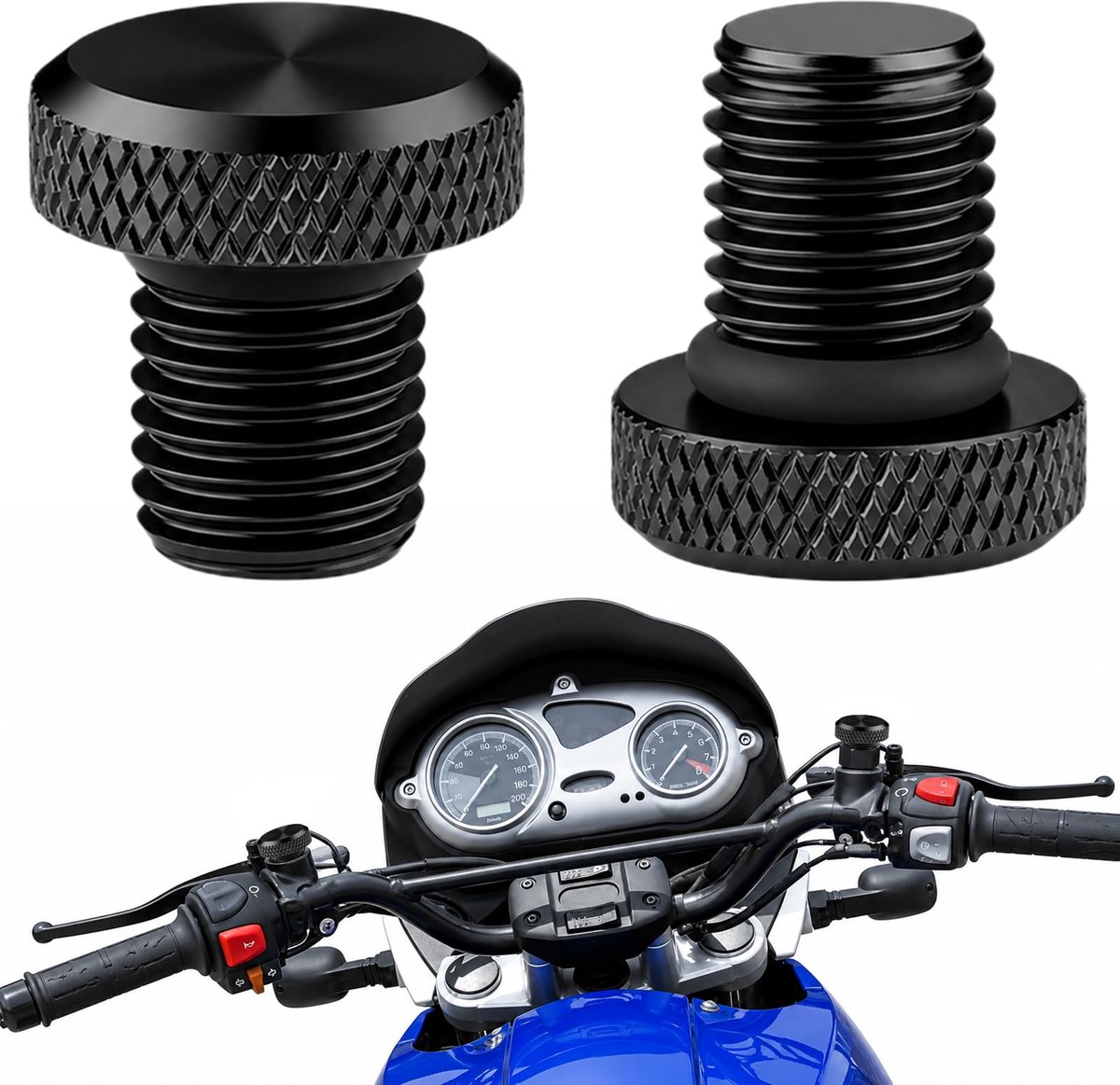 Spiegeldoppen voor motorfiets, aluminium, M10, motorfiets, spiegel, afdekking, kaarsen, schroeven, geschikt voor de meeste 2 stuks (rechts/links schroefdraad), waterdicht en stofdicht