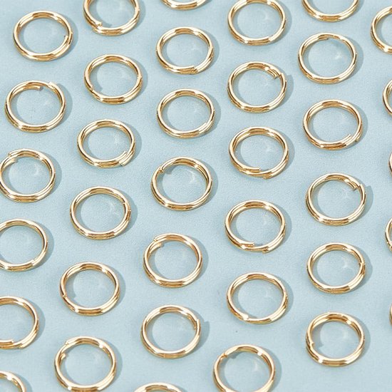 Springringen 18K Goud Geplateerd 304 Roestvrij Staal 6mm Open Springringen Split Ronde Ringen voor DIY Armband Halsketting Sleutelhangers Ambachten Sieraden — afbeelding 3