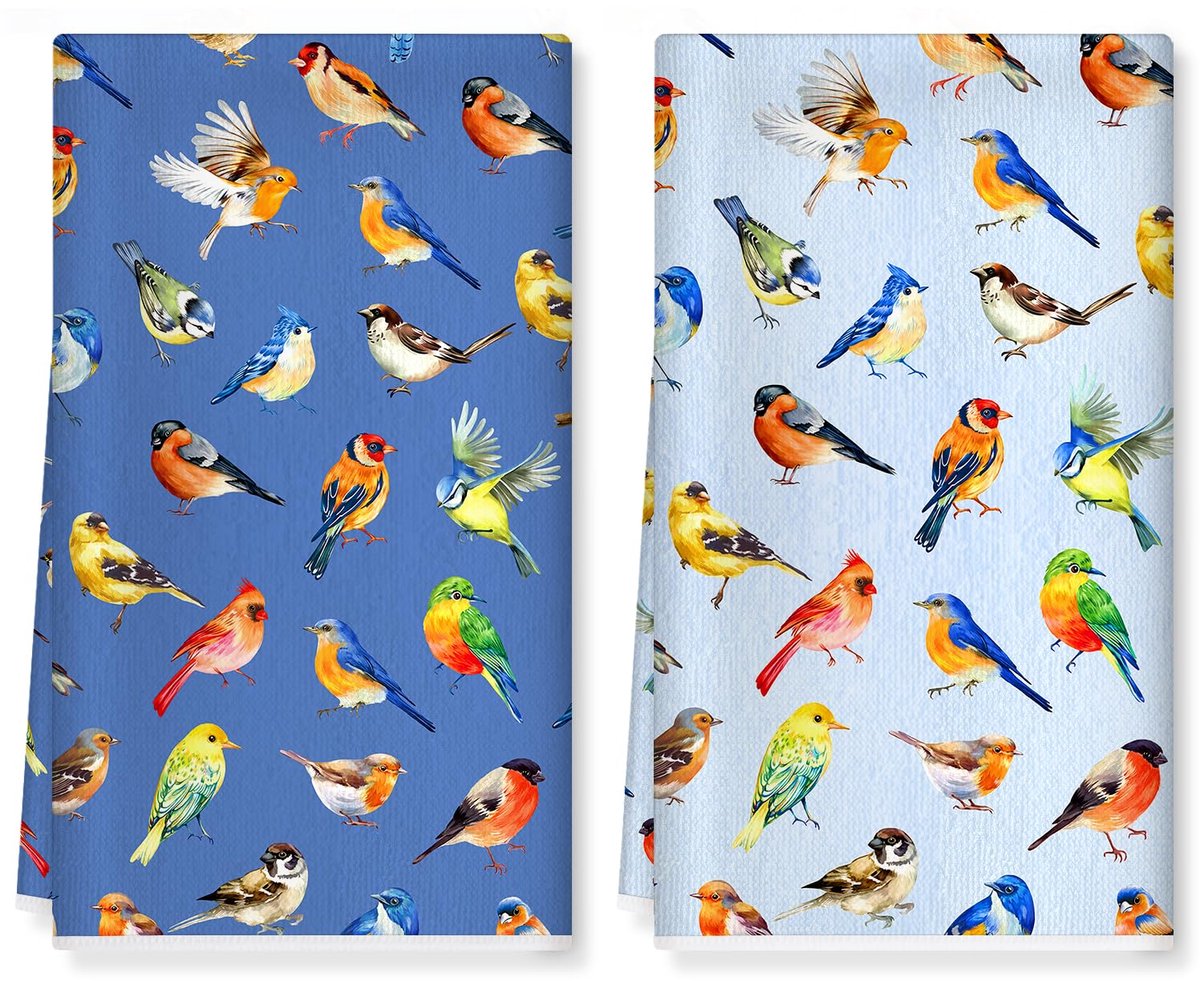 zachte dikke katoenmix blauwe lente handdoeken, 42 x 70 cm absorberend vaatdoek voor keuken woondecoratie, housewarming, verjaardagscadeaus voor vrouwen, set van 2