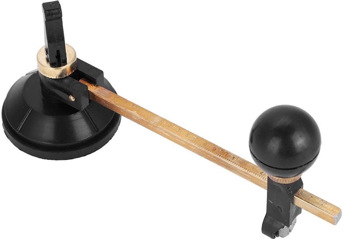 Dailygoods- Glascirkelcirkelsnijder Professioneel - Zuignapsnijder - Verstelbaar - Ronde Knop - Hoogwaardig Materiaal - Schokbestendig - Glassnijder